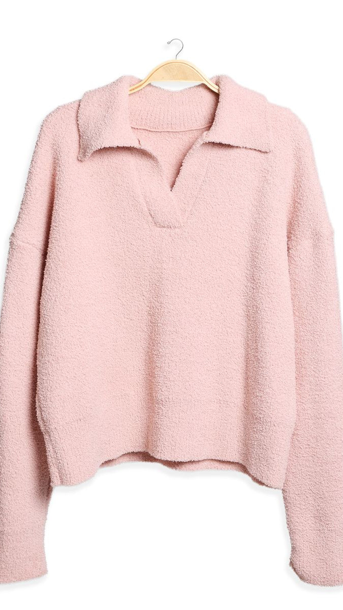 Pink Collar Pullover Sweater