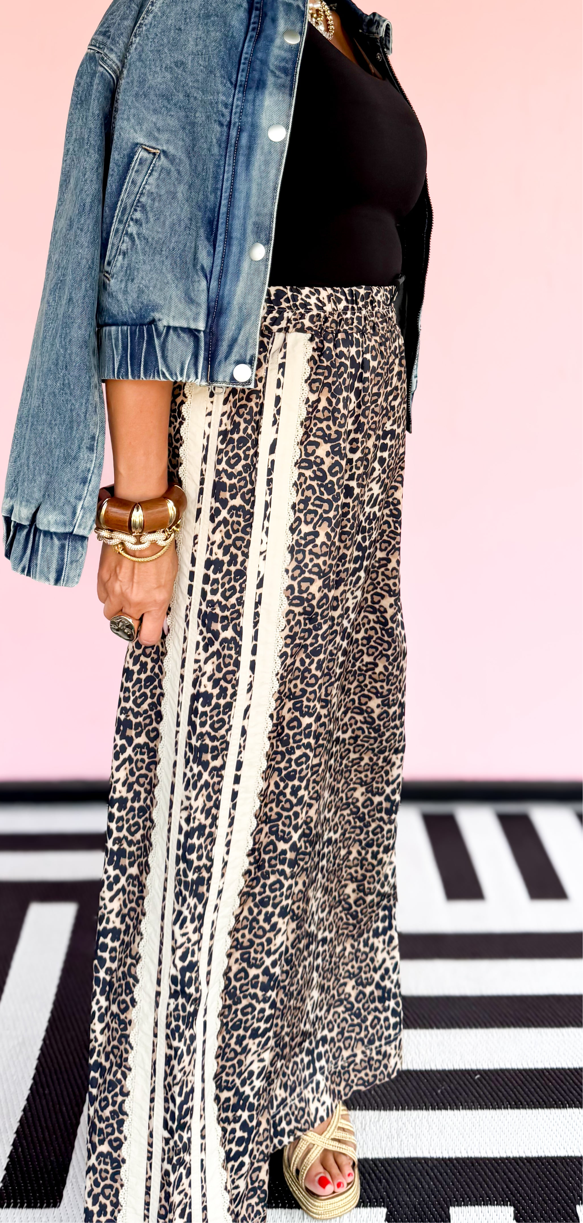 Leopard Track Pant Lace Detail