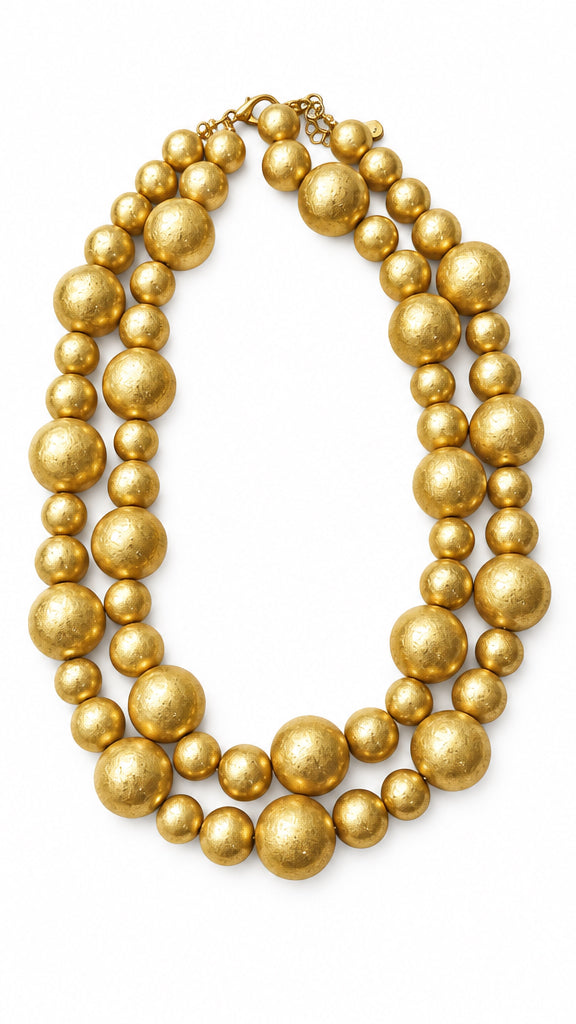 I R I & Studio All Around Ball 2 Layered Necklace, two-layer ball chain, front view