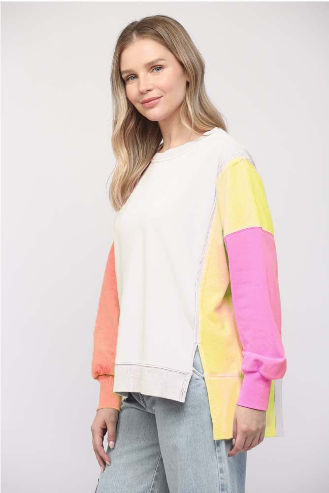 Color discount block sweatshirt