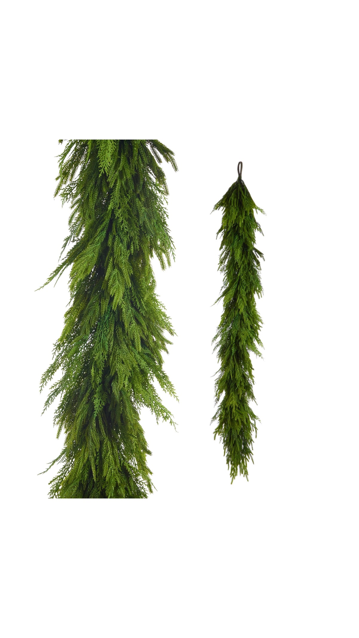 6 foot faux mixed greenery garland, full view on white