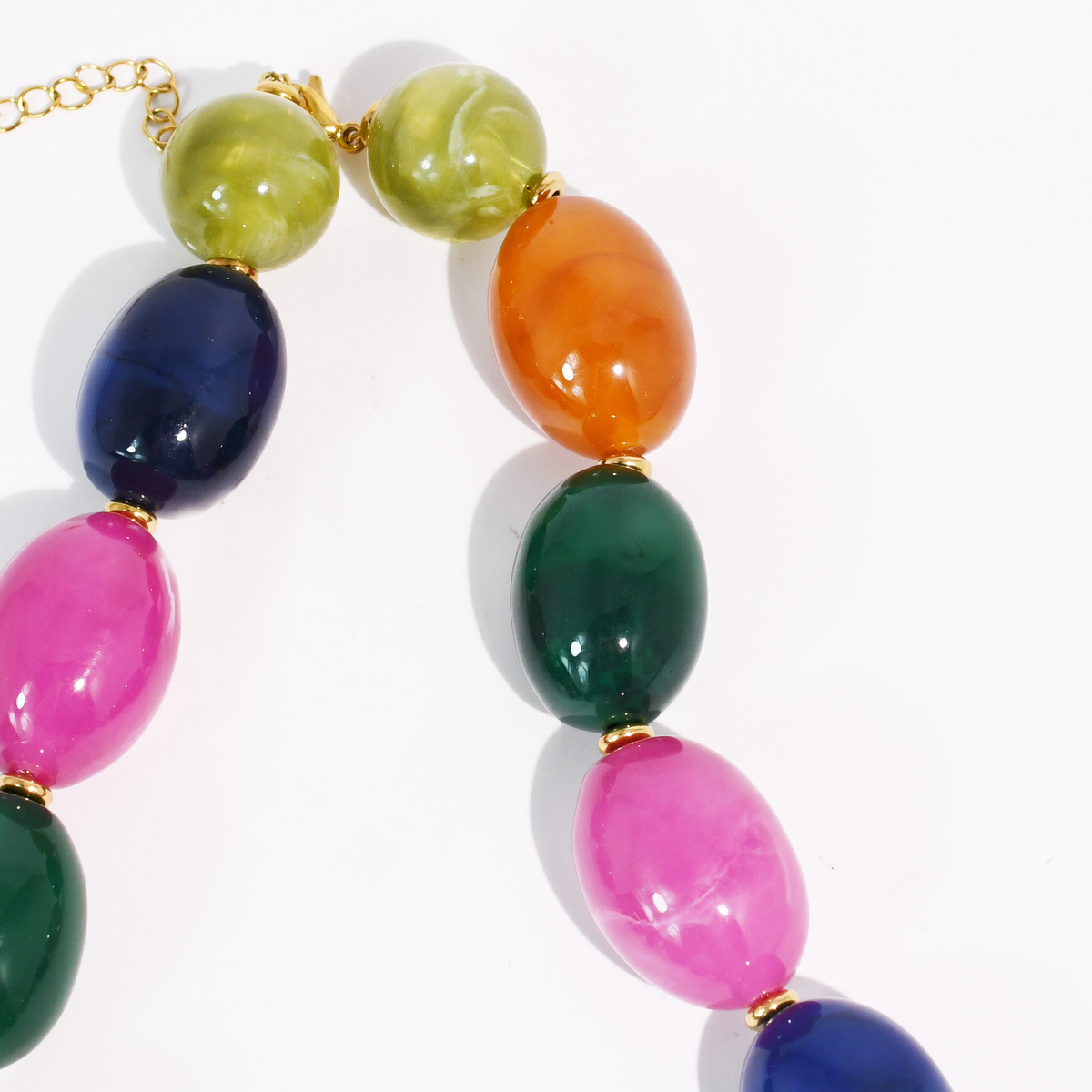 Glow Jewels Necklace bead and gold-tone clasp detail