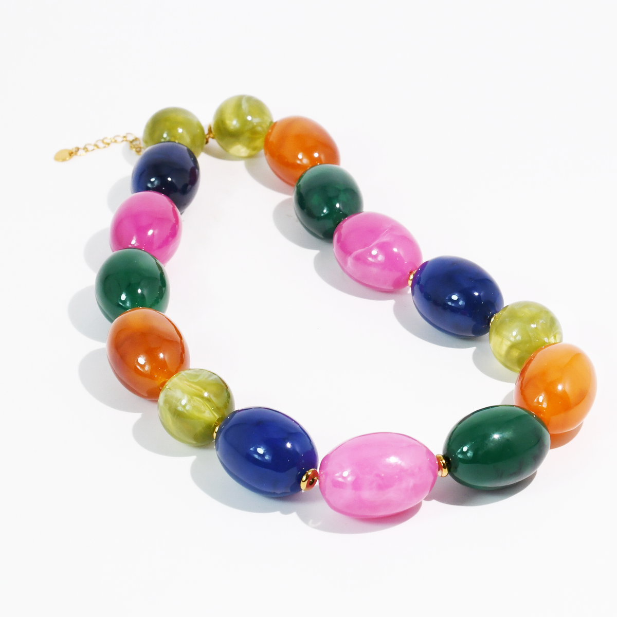 Glow Jewels Necklace with oversized glossy blue, green, pink, orange and lime beads