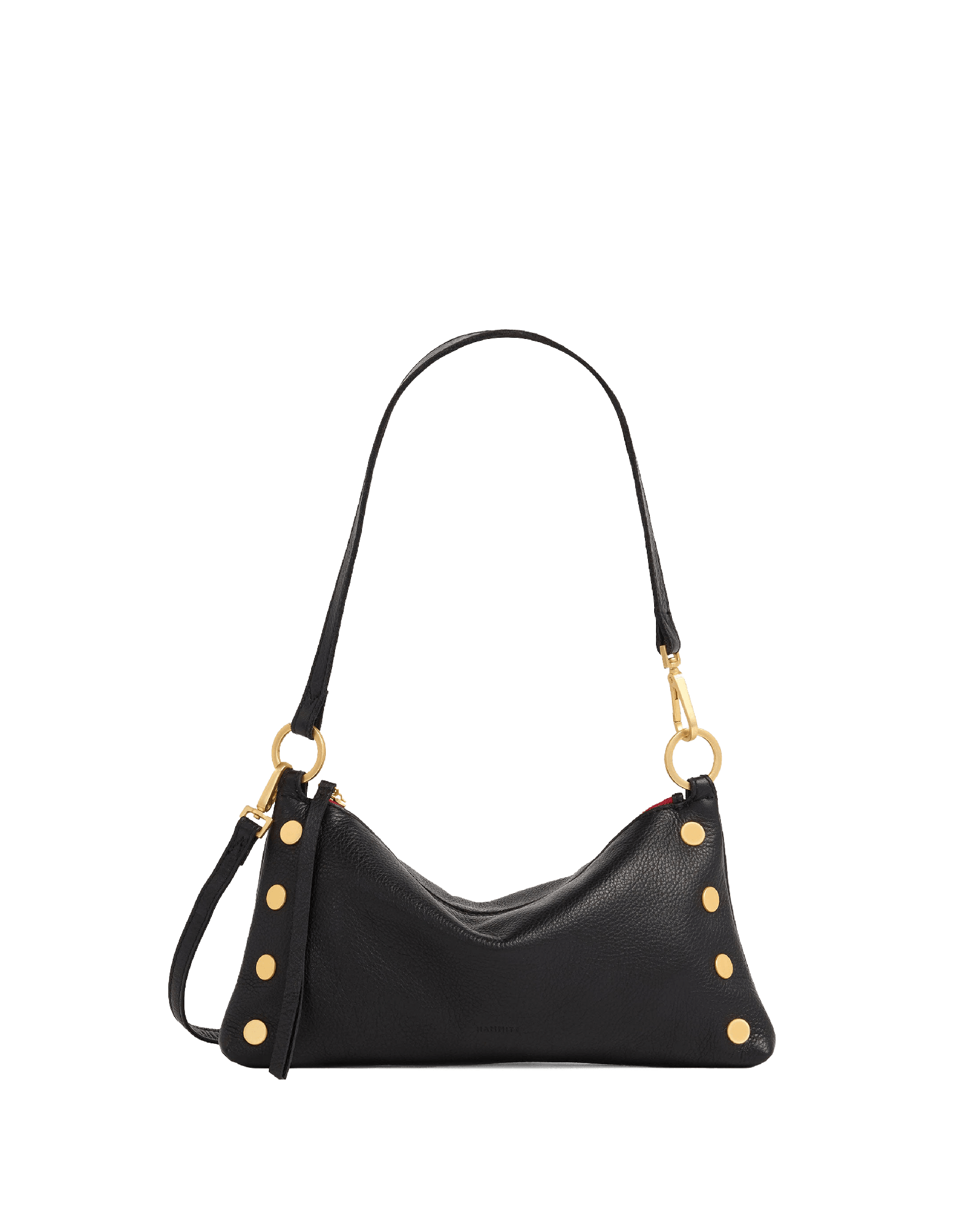 Hammitt Kyle Small in Black/Brushed Gold Red Zip, front view