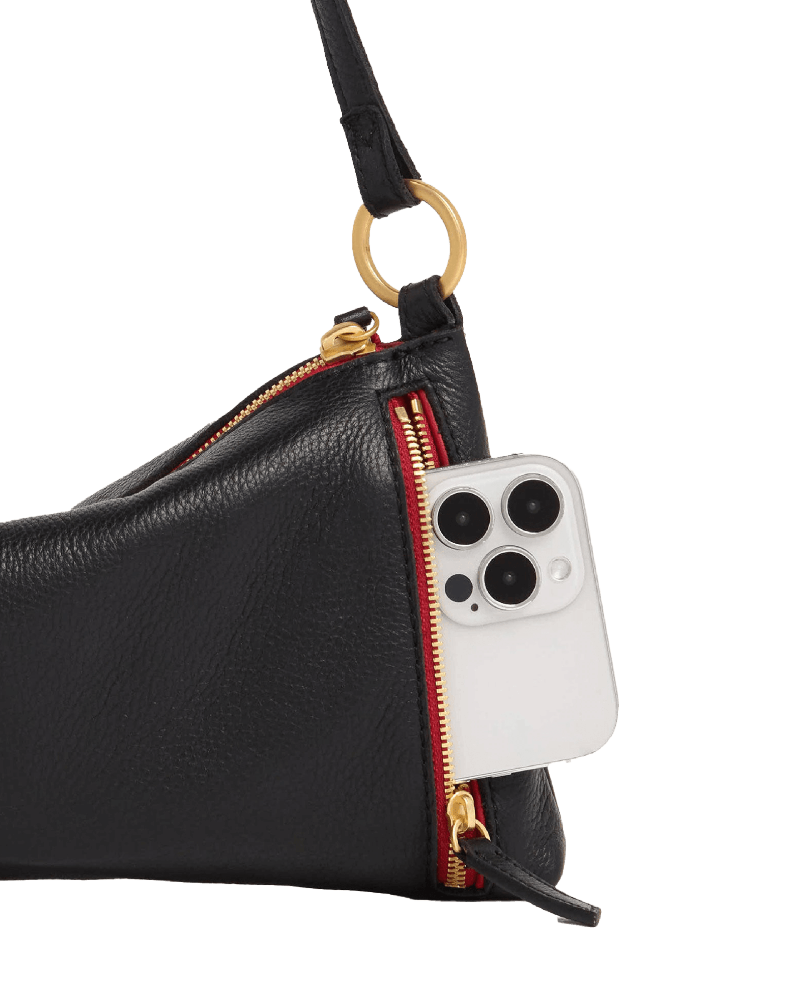 Hammitt Kyle Small in Black, back zip pocket detail