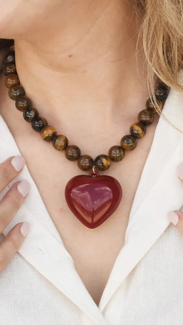 Tiger Eye Big Heart Necklace