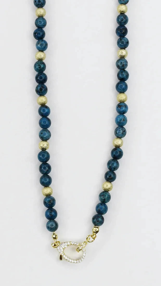 Beaded Necklace with Lobster Claw/Green