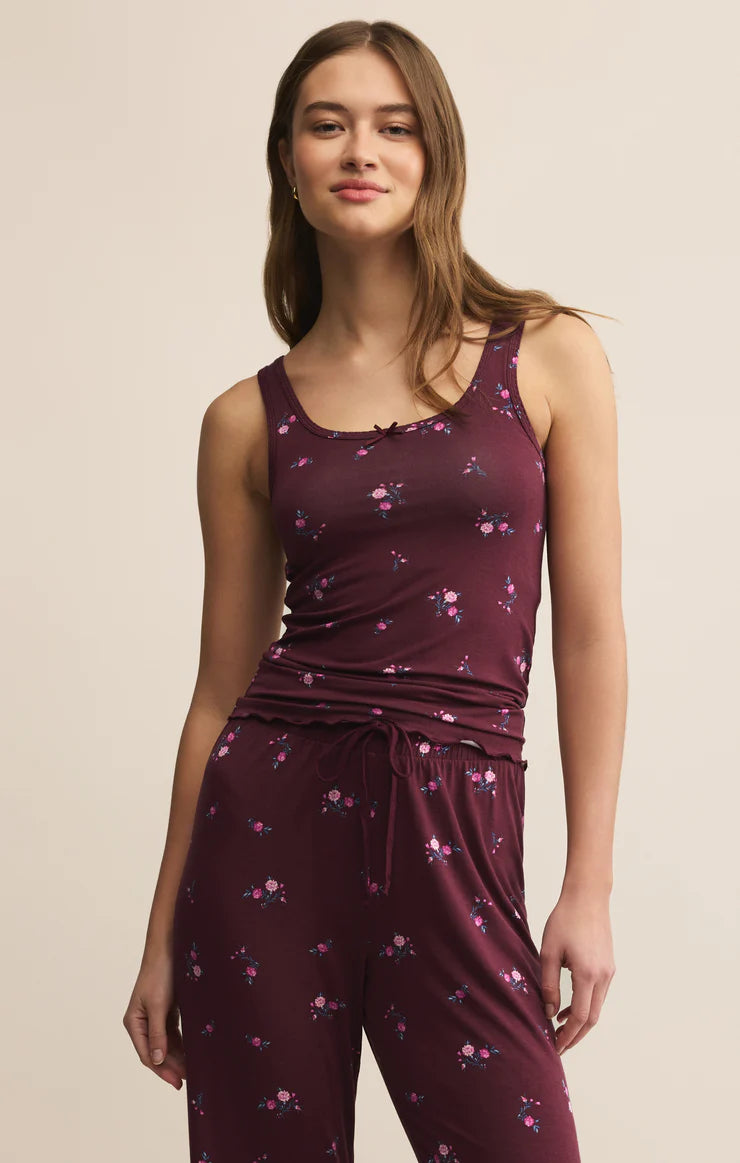 Shania Ditsy Tank/Merlot