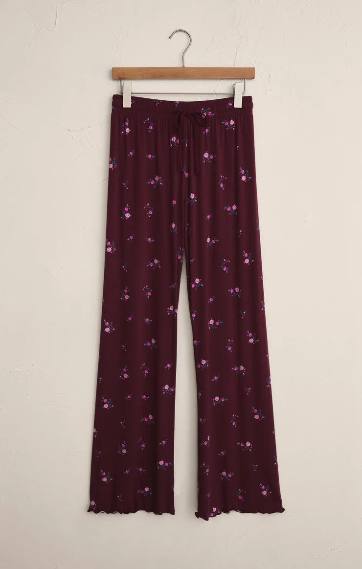 At Ease Ditsy Pants/Merlot