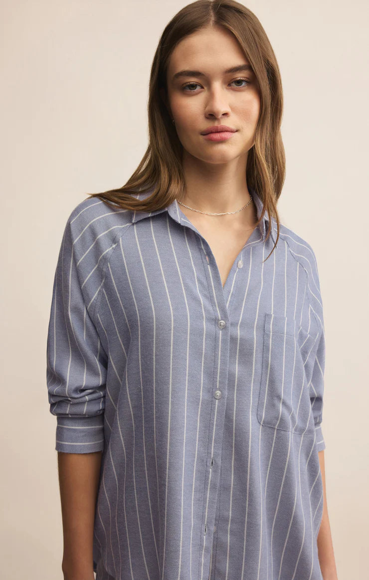 River Button Up Top/Blue