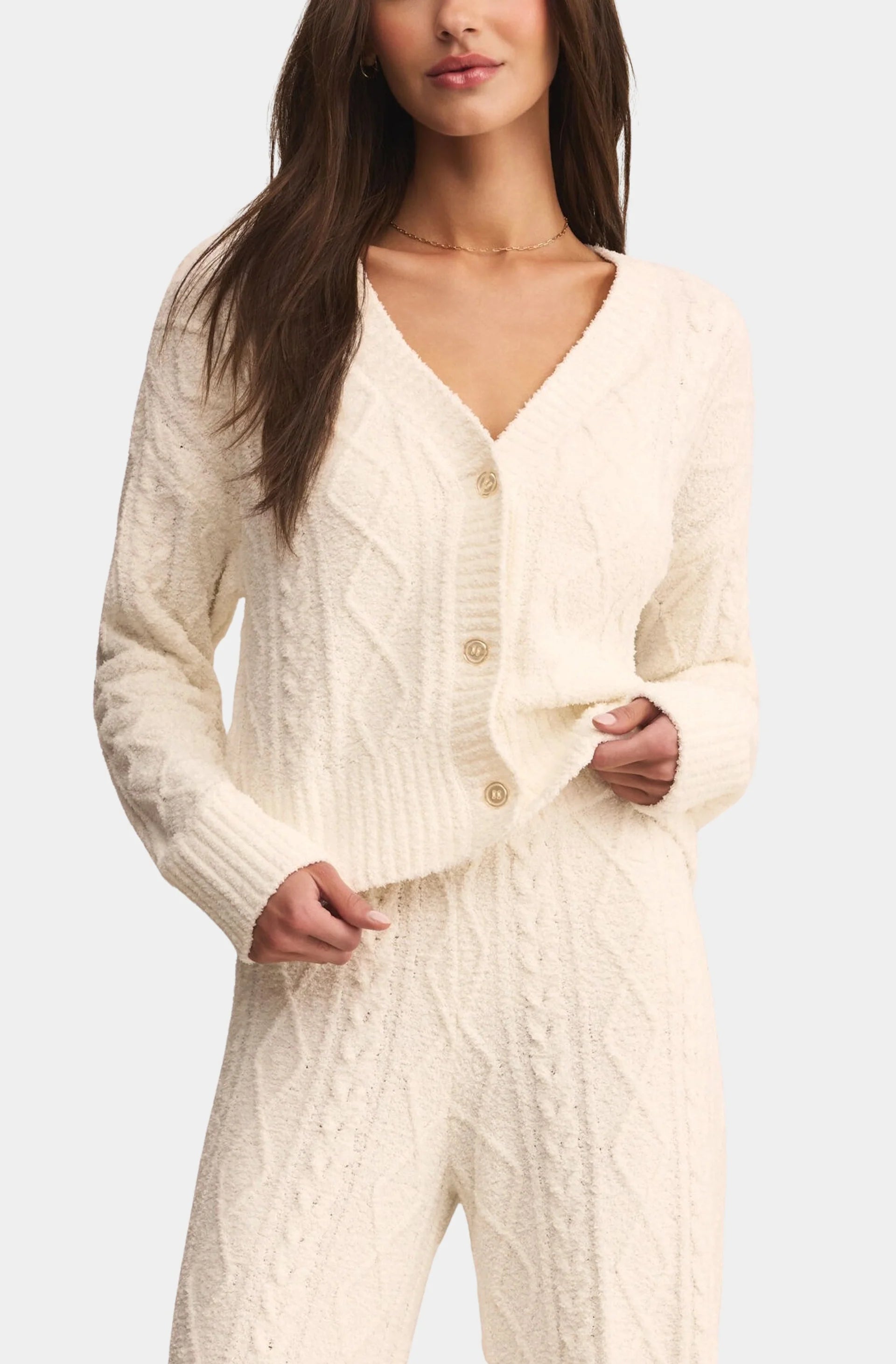 Elsa Cable Cardigan/Ivory