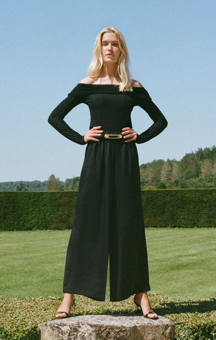 Whimsey Off Shoulder Mesh Top/Black