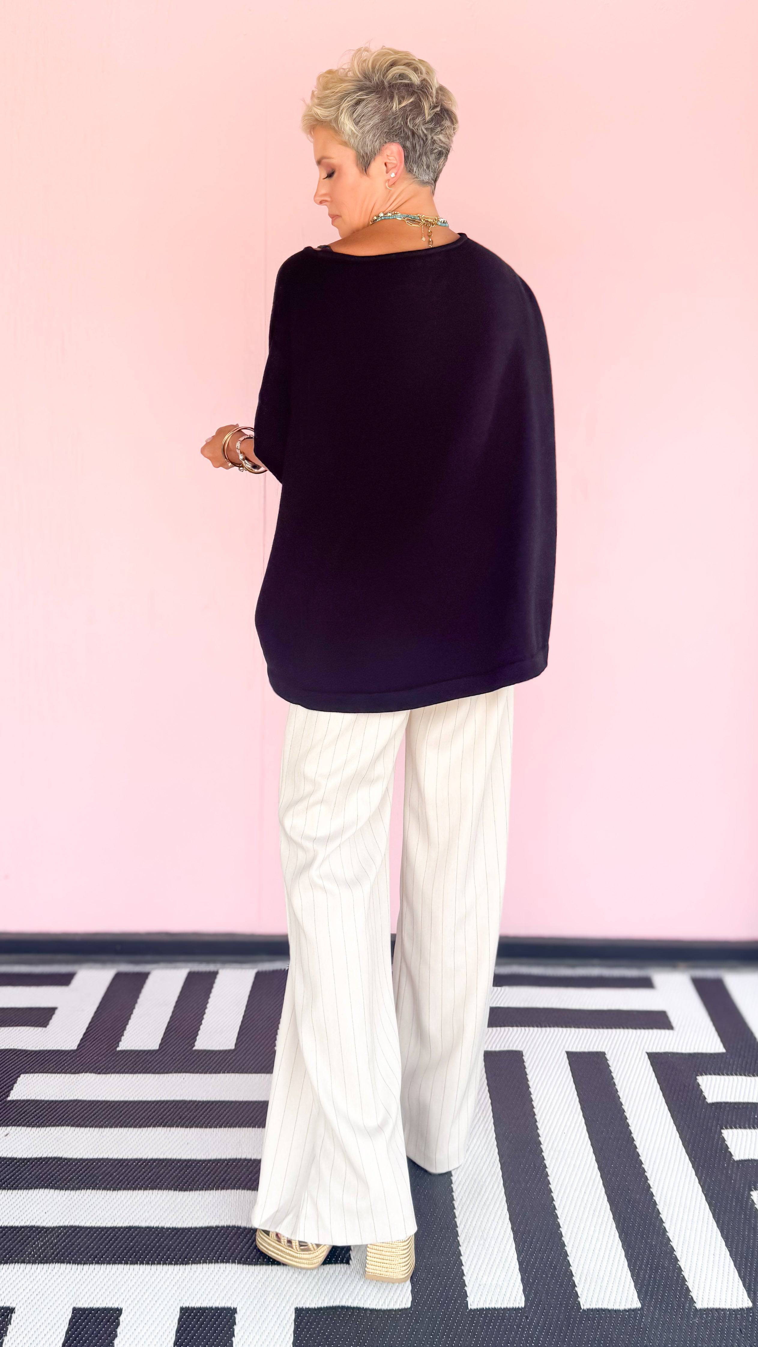 Jasmine Boat Neck Top/Black - The BLVD