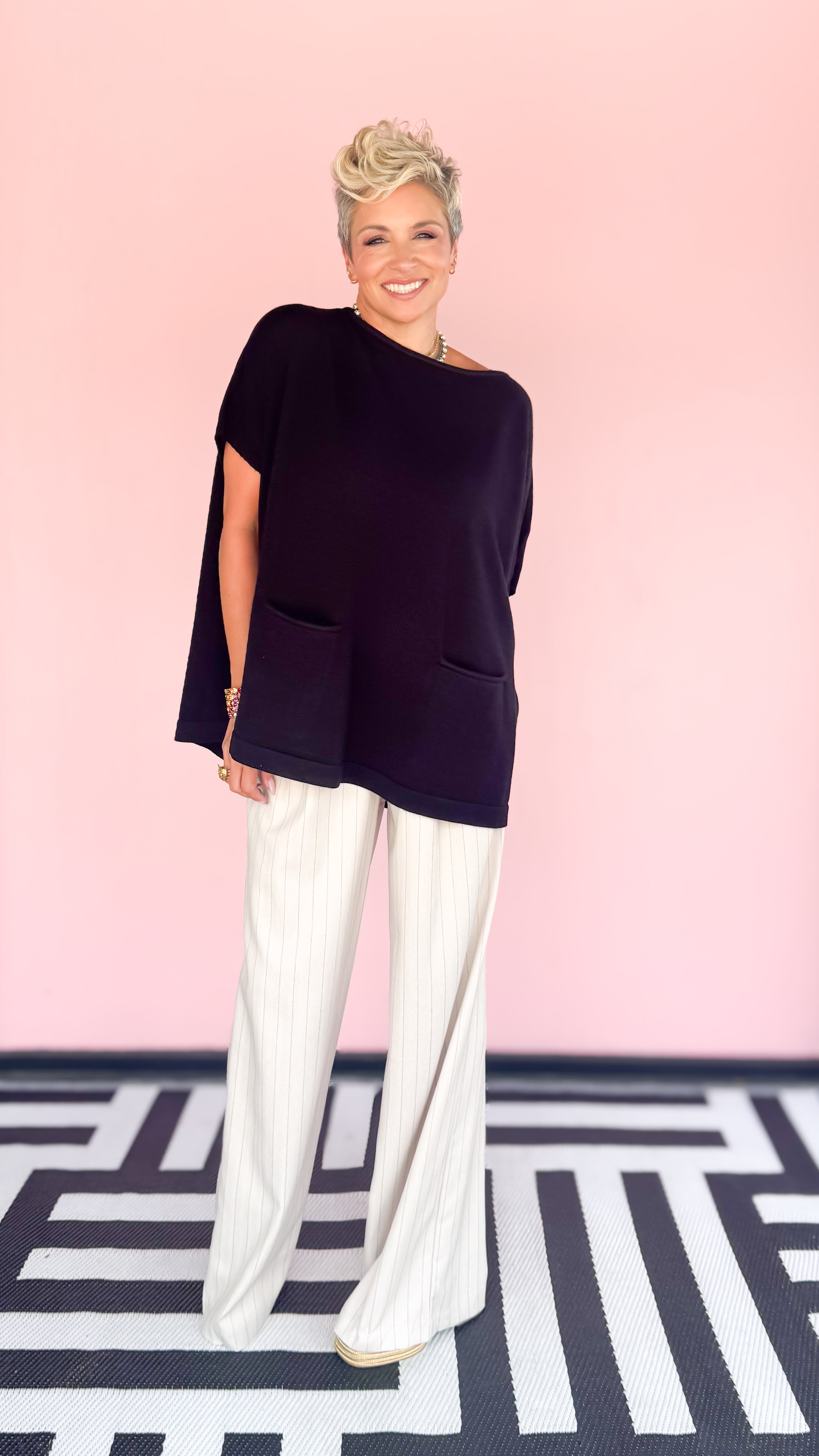 Jasmine Boat Neck Top/Black