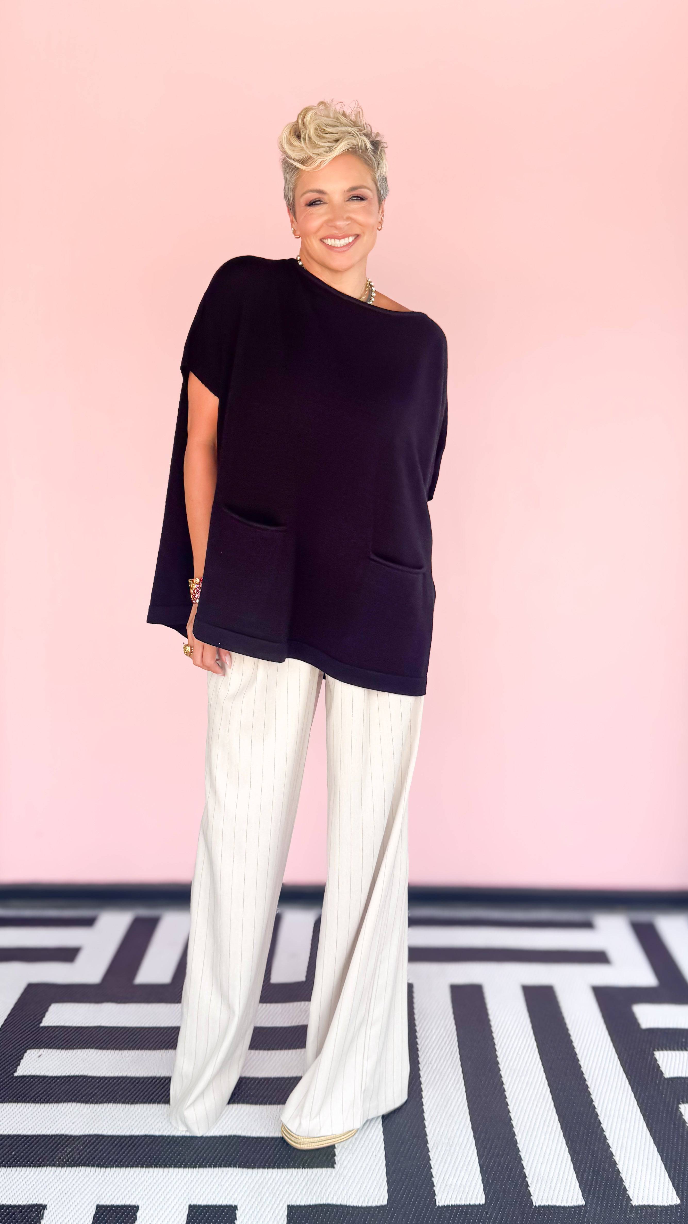 Jasmine Boat Neck Top/Black - The BLVD