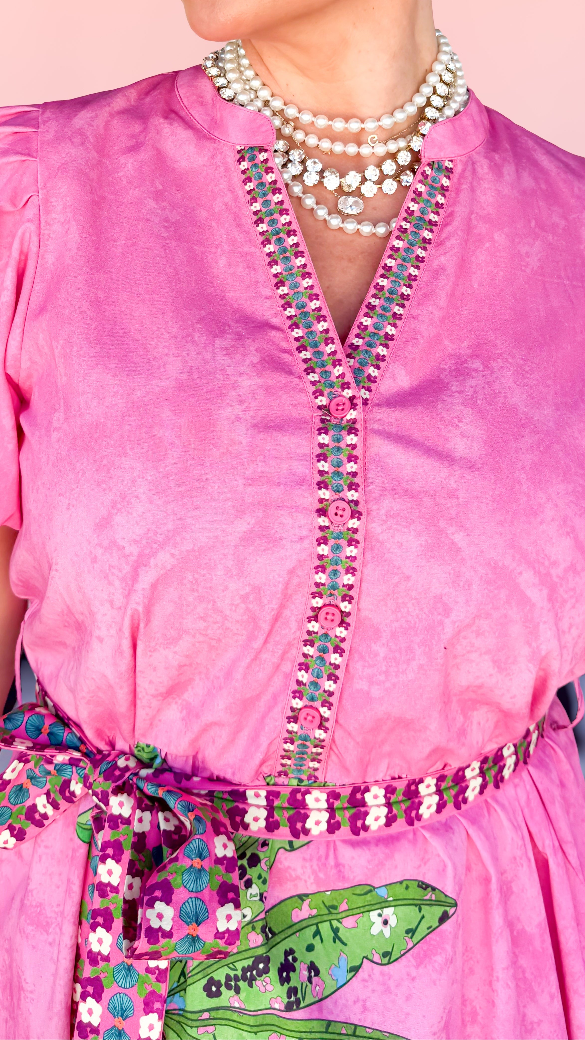 Pink Tropics Midi Dress - The BLVD