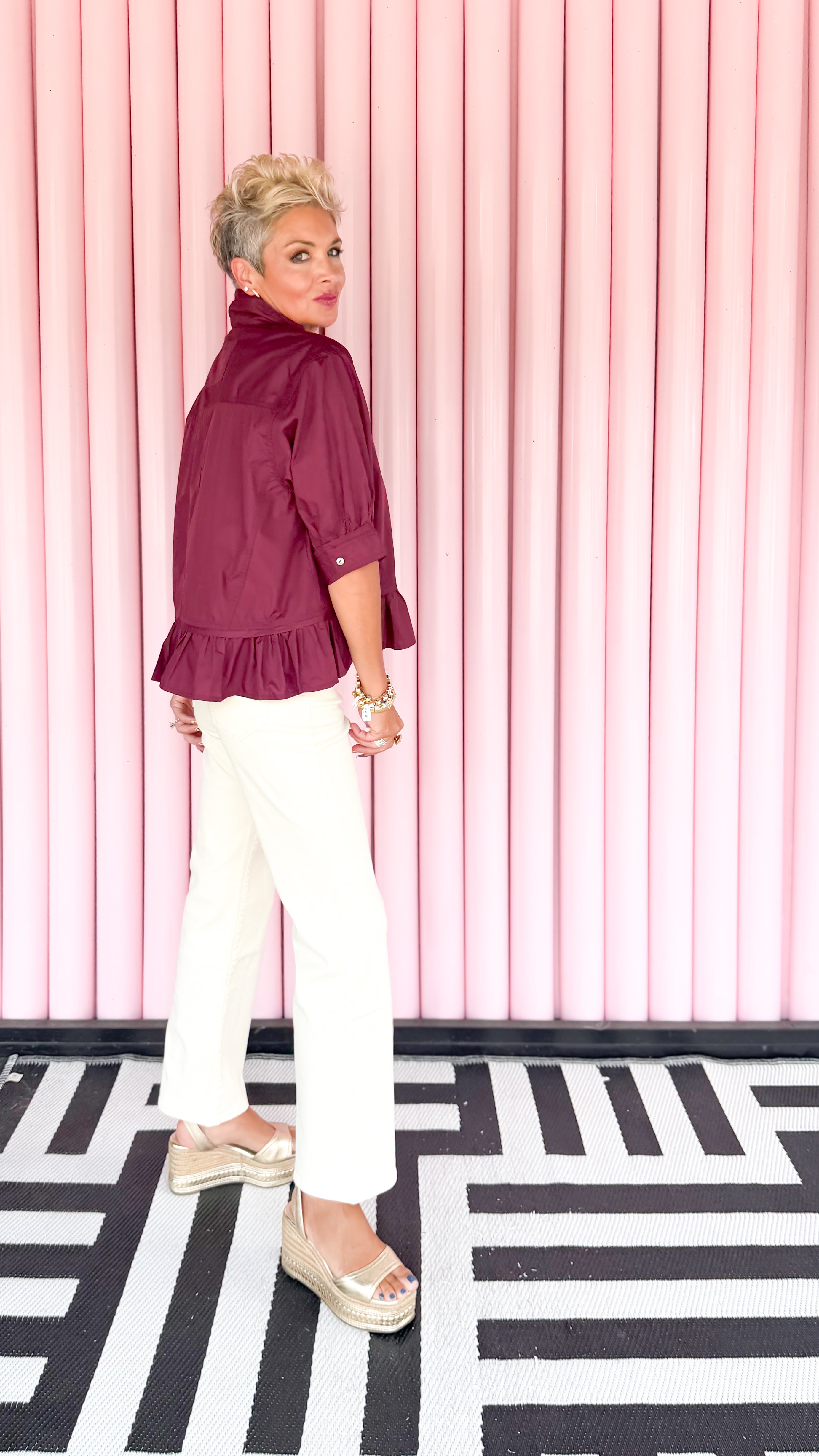 Ruffle Blouse/Merlot