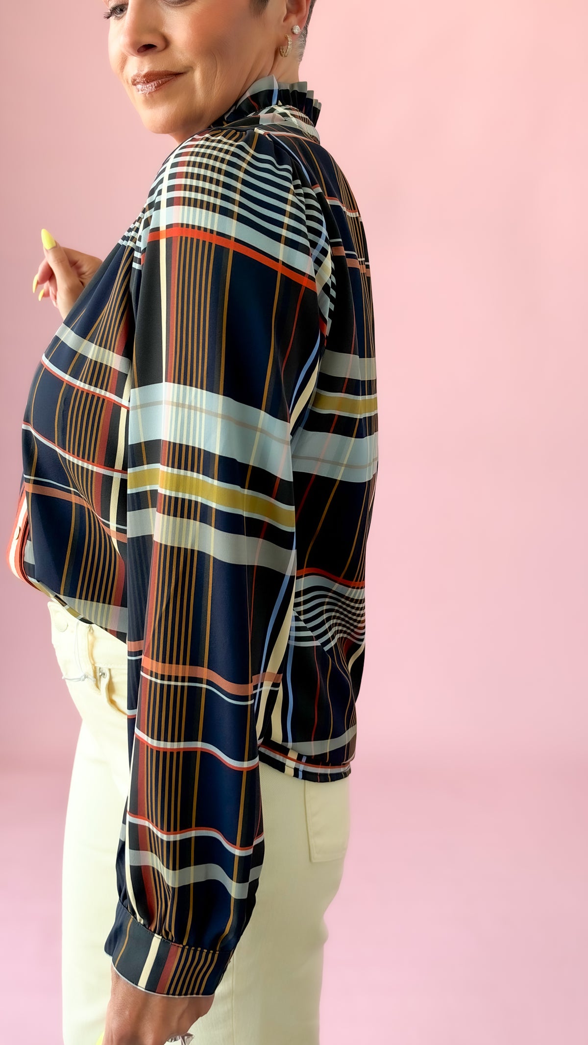 Patty Plaid Top/Navy
