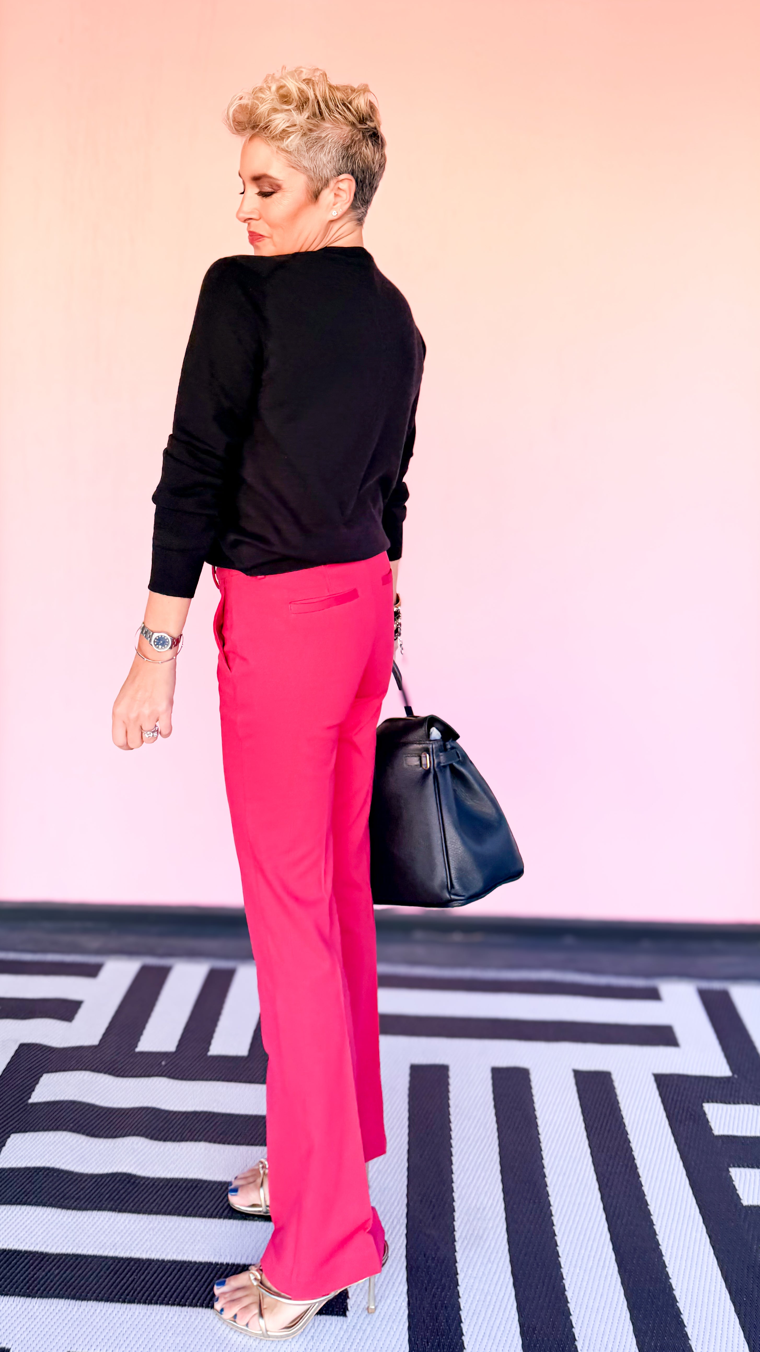 Kelsey Stretch Flare Trouser/Ruby