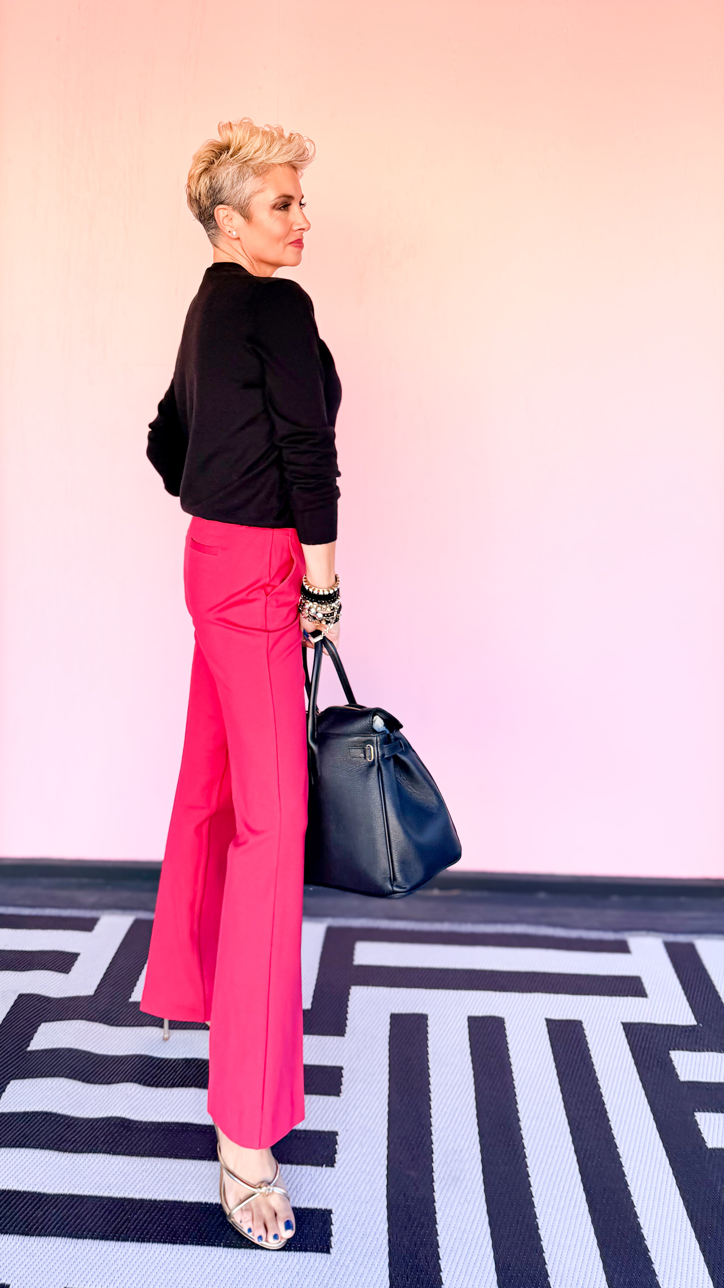 Kelsey Stretch Flare Trouser/Ruby