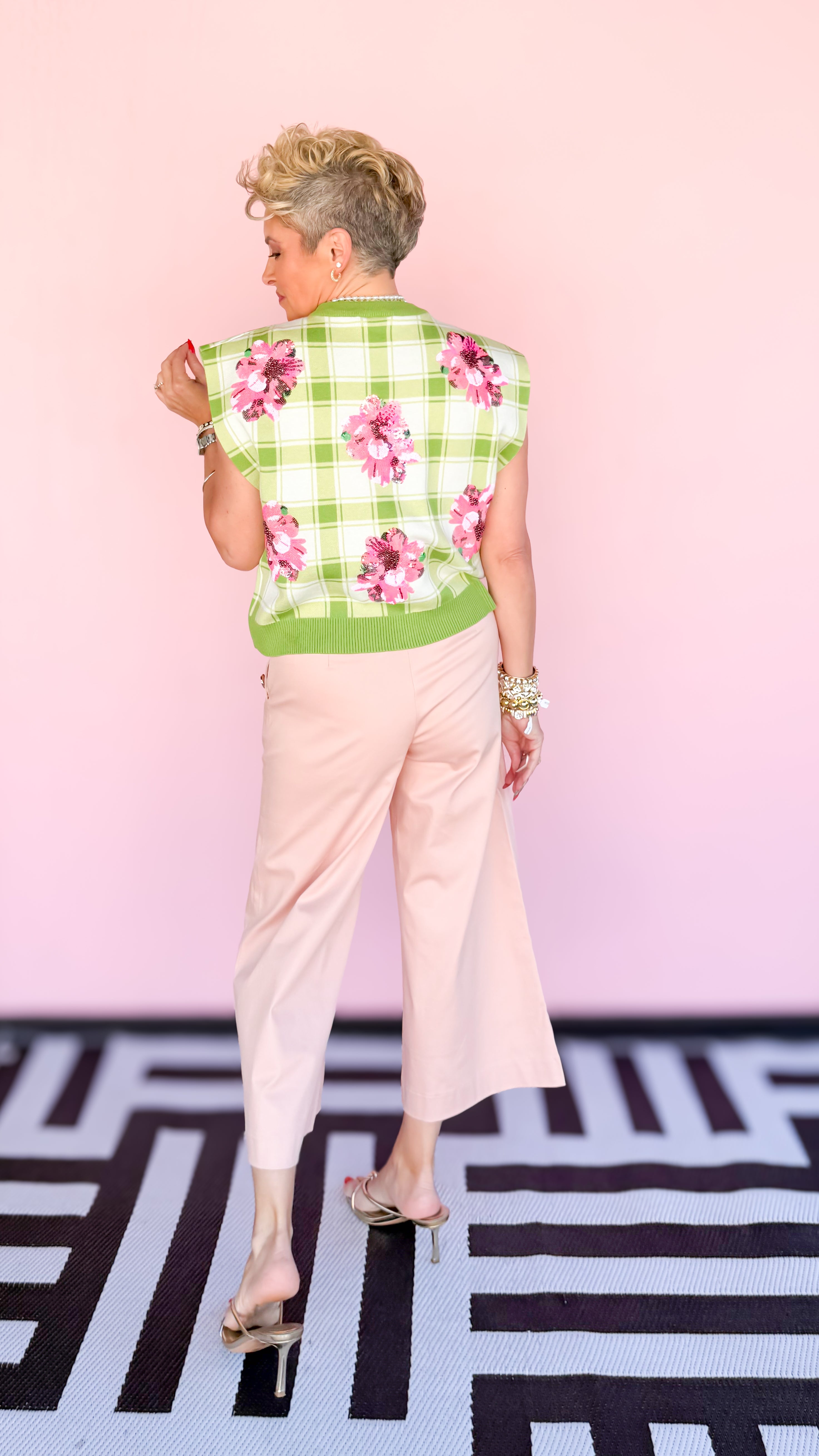 Plaid Azalea Sleeveless Cardigan/Green - The BLVD