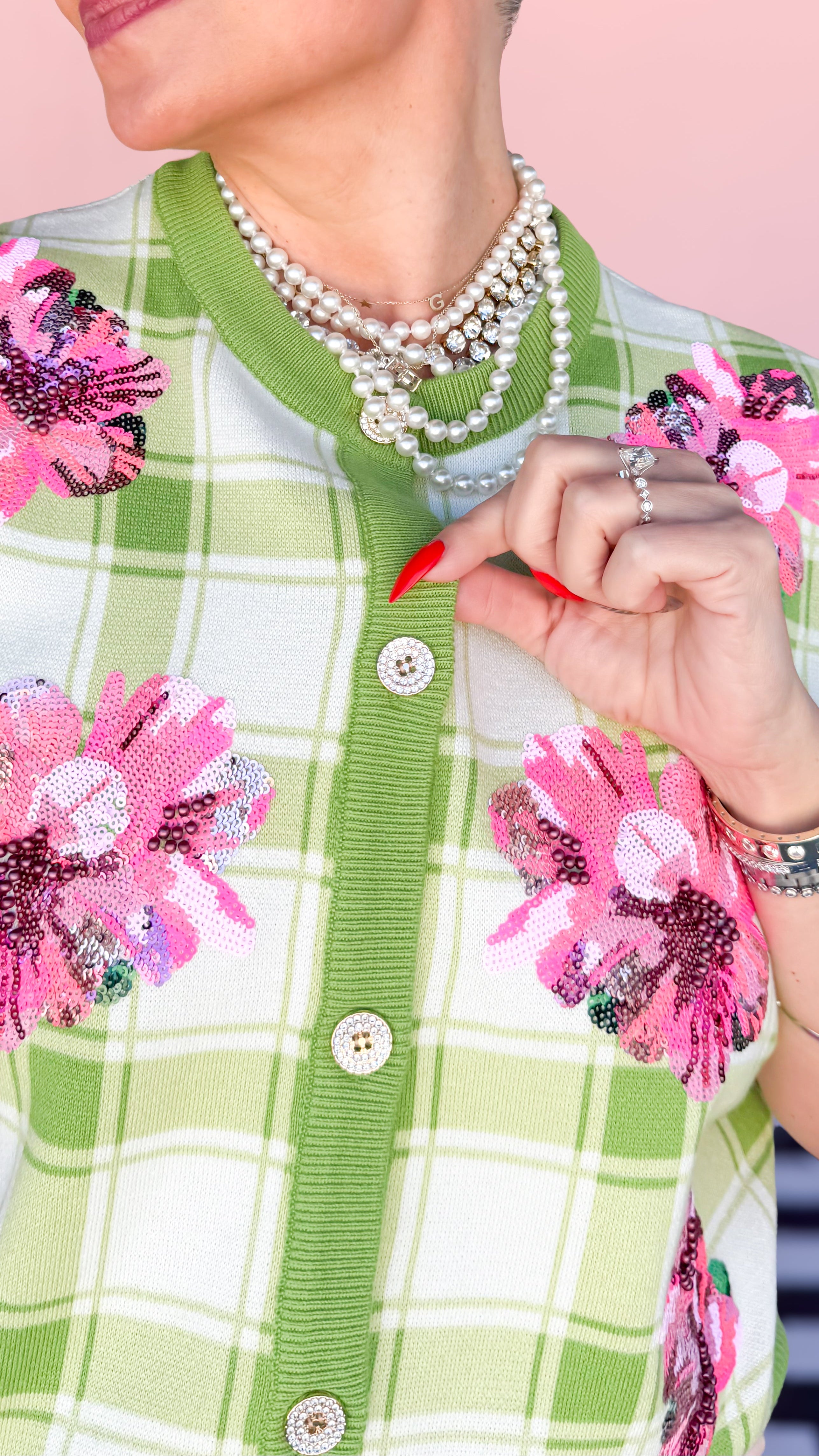 Plaid Azalea Sleeveless Cardigan/Green - The BLVD