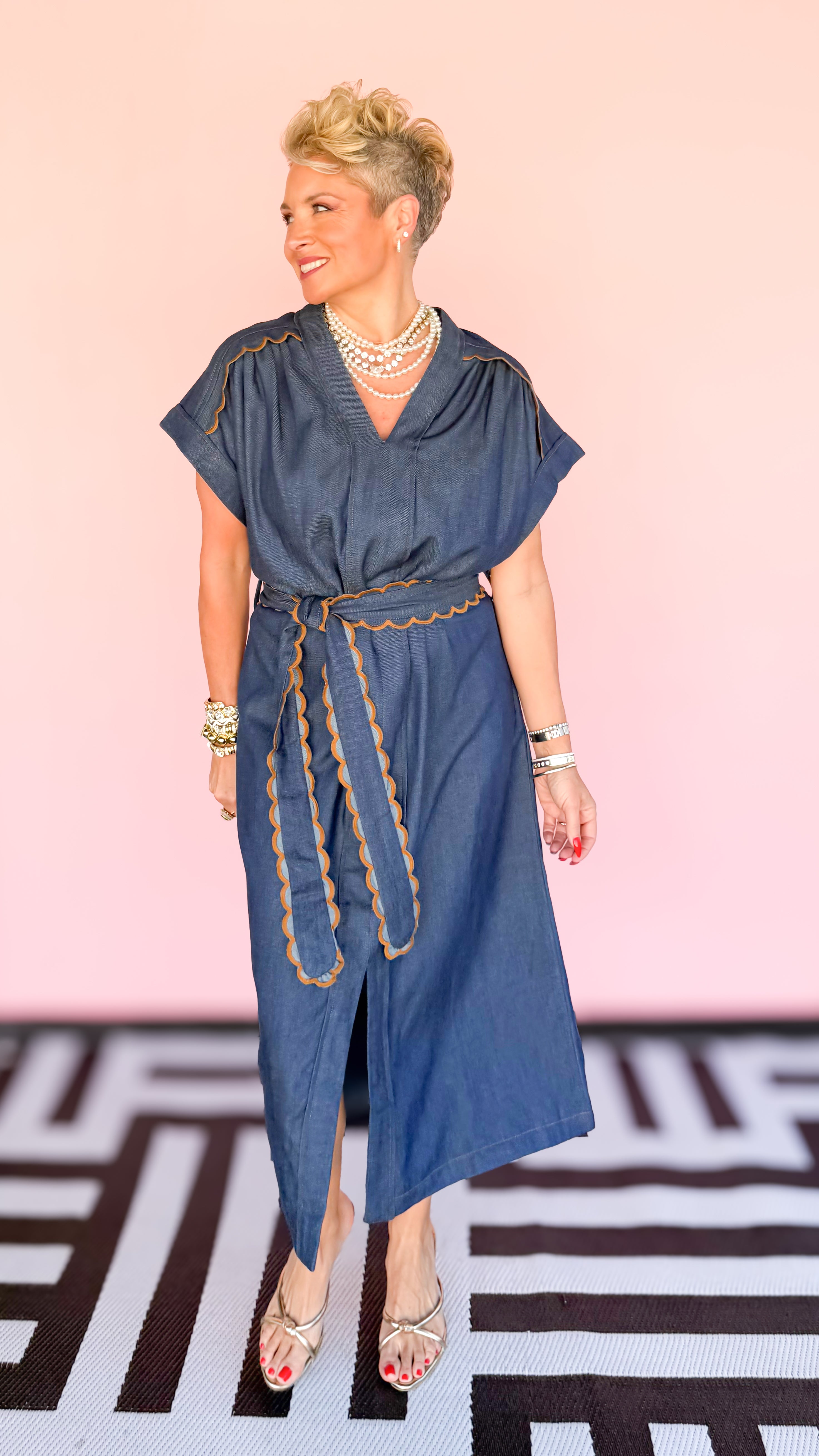 ADLEY V-NECK DENIM DRESS - The BLVD