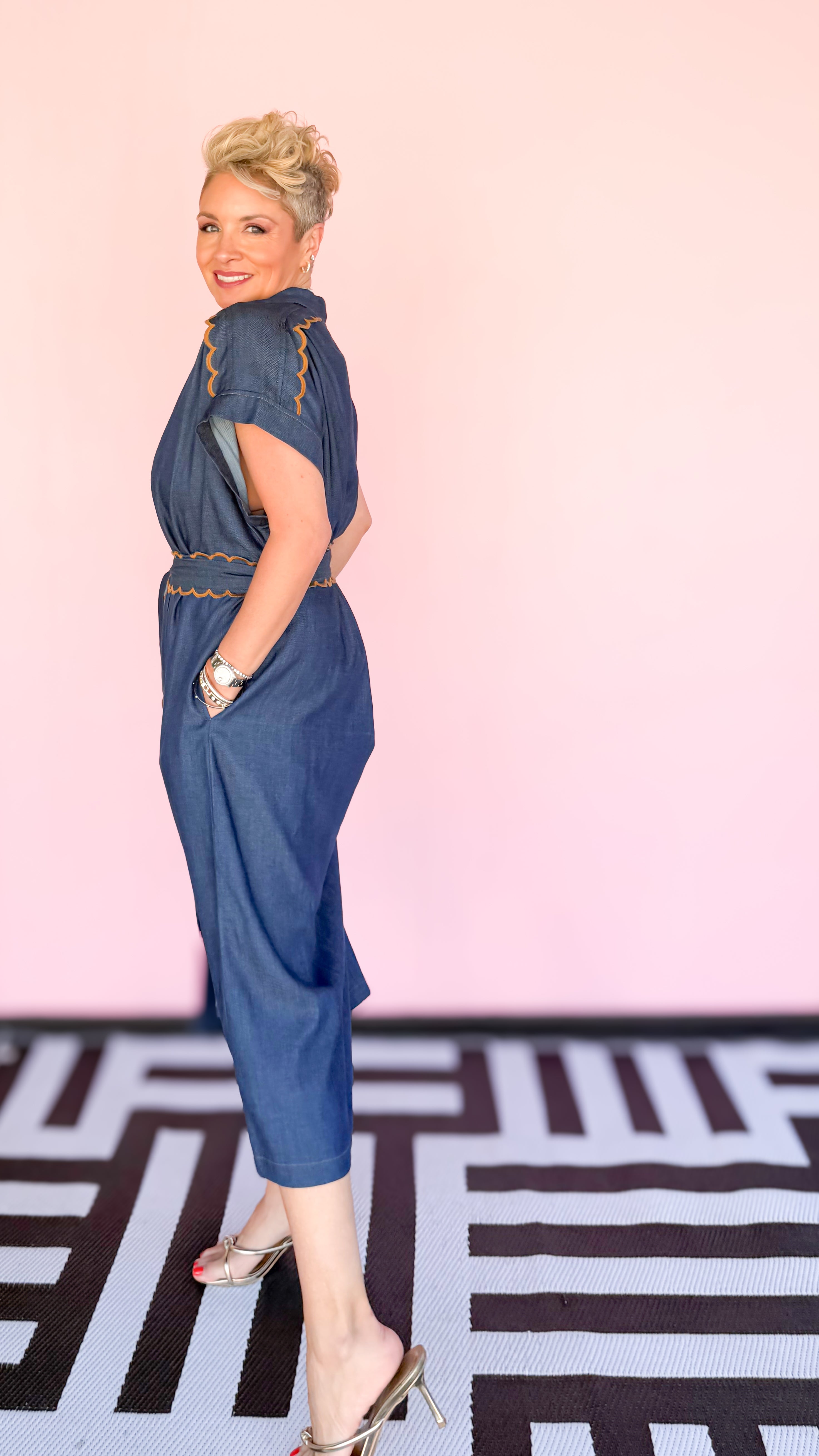 ADLEY V-NECK DENIM DRESS - The BLVD