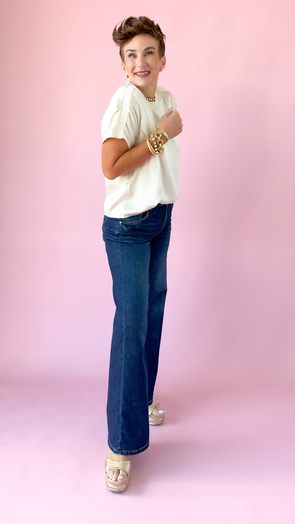 Regina Round Neck Top/Ivory