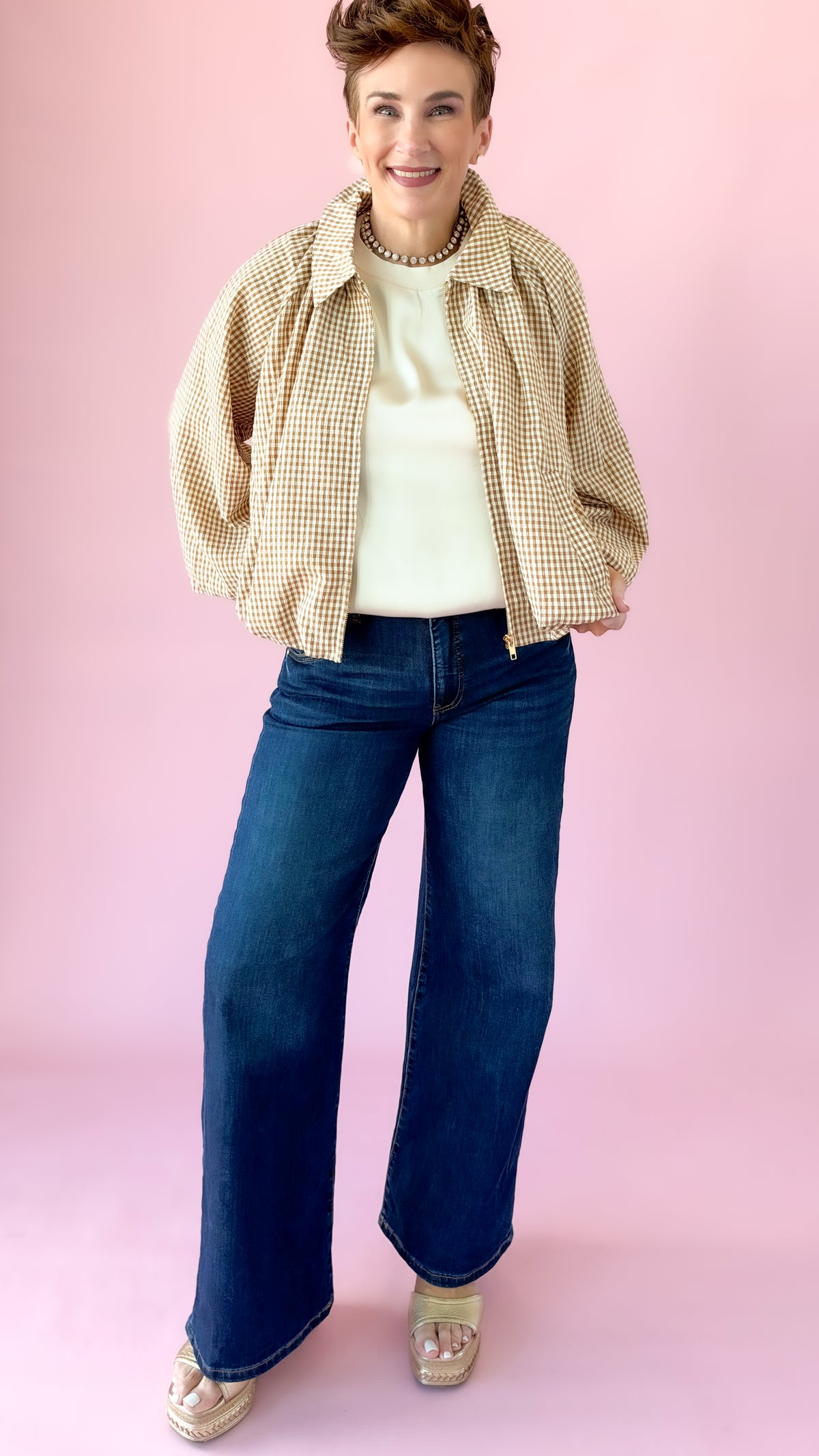 Gingham Jacket/Camel