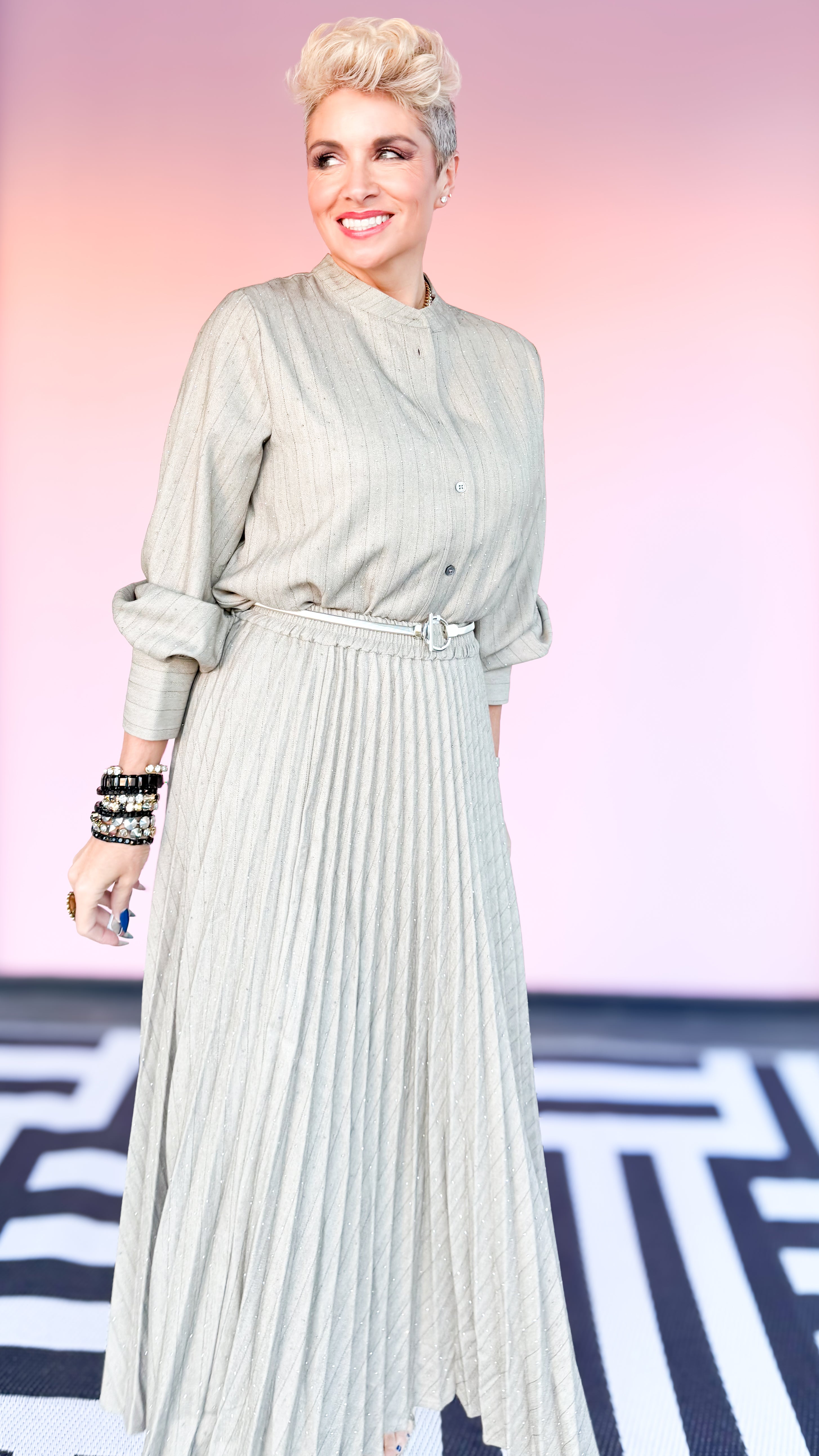 Herringbone Belted Top w/Sparkles