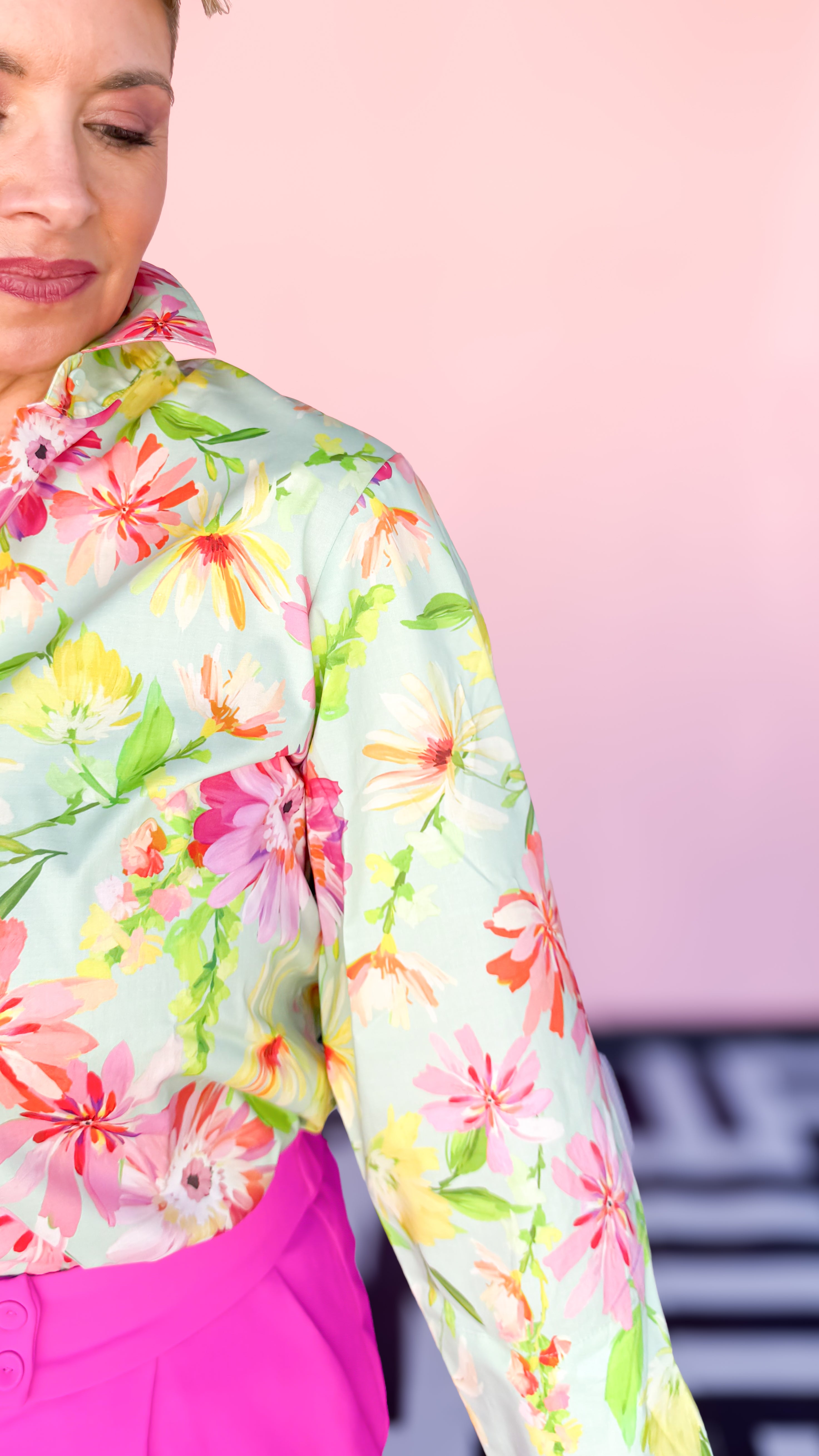 Margot Floral Blouse/Mint - The BLVD