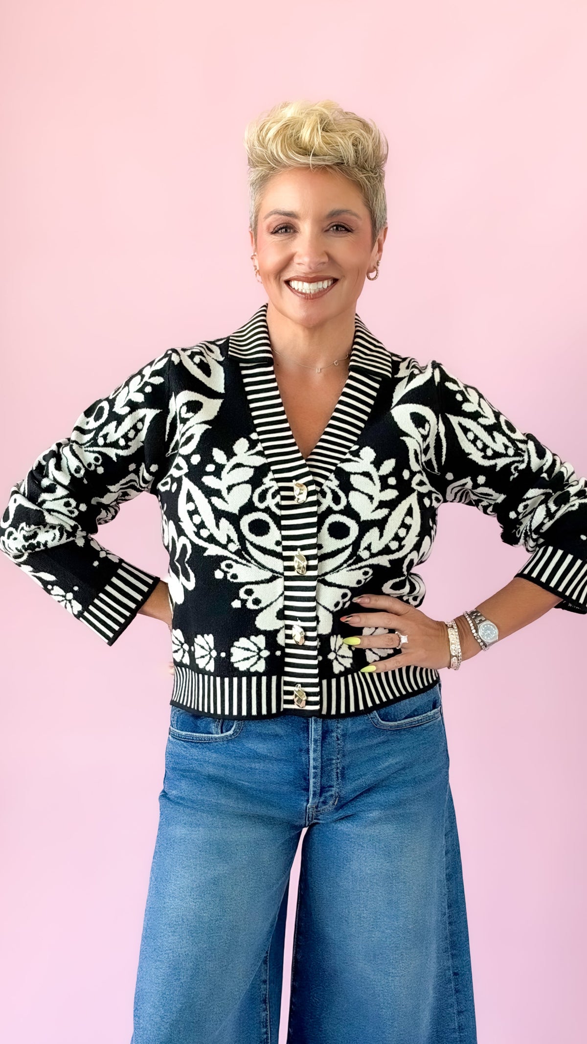 Frida Floral Cardigan/Black