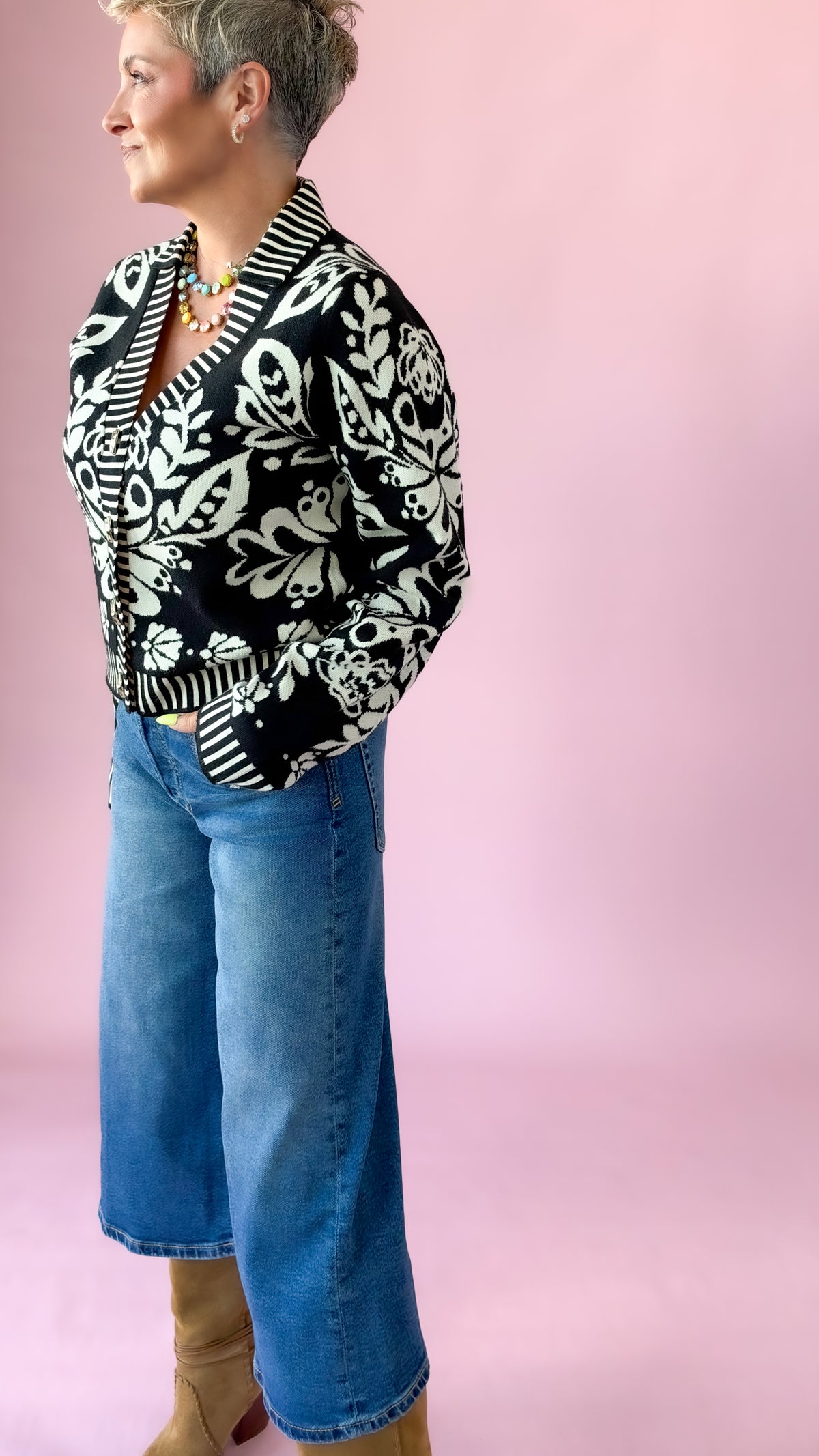 Frida Floral Cardigan/Black