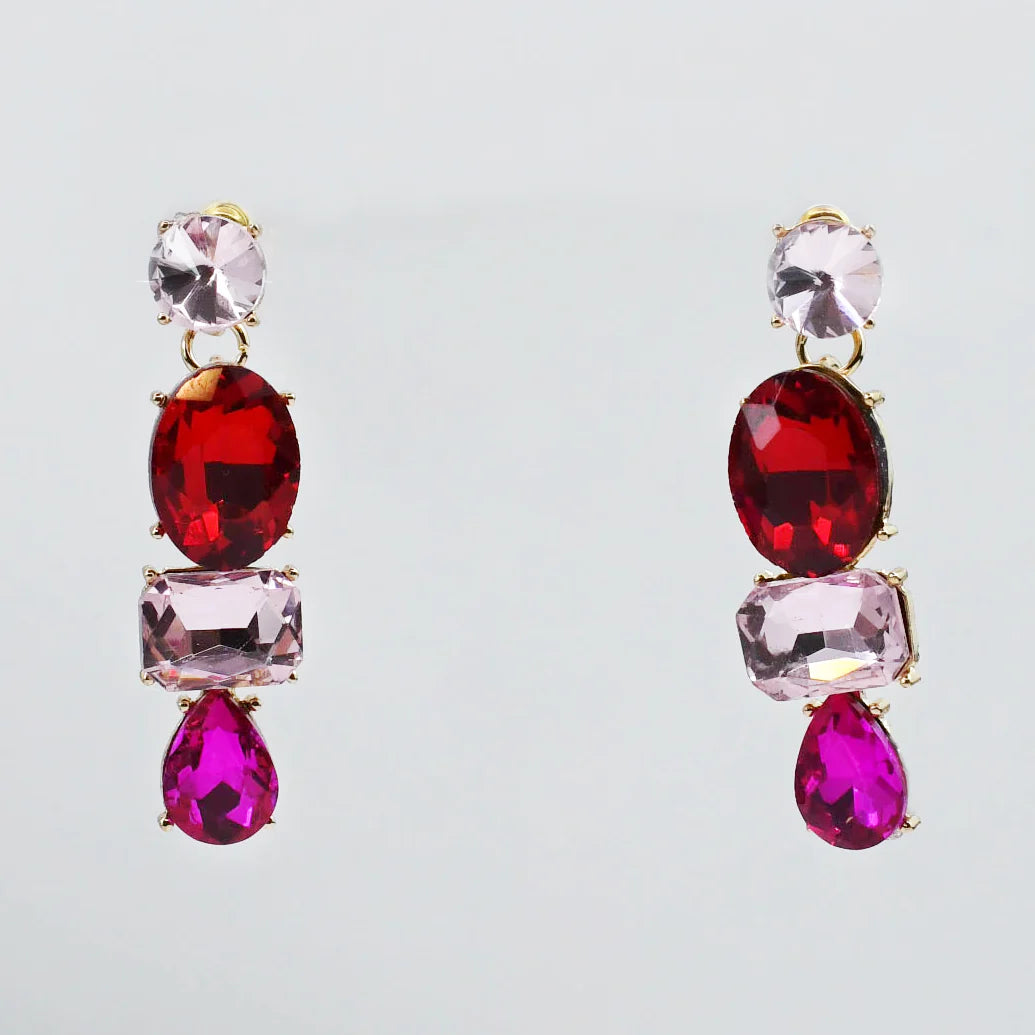 Time to Sparkle Earrings/Red - The BLVD