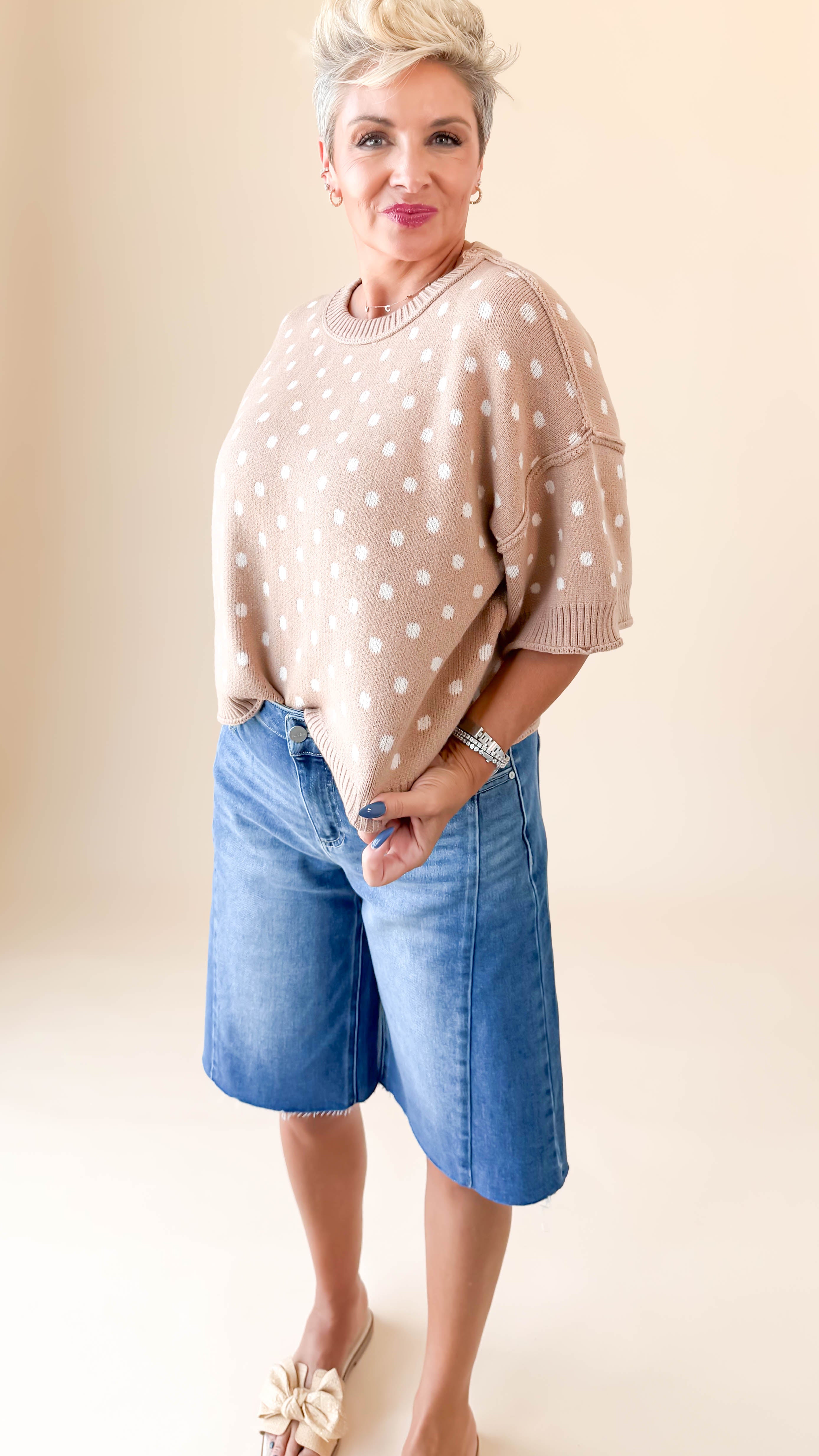 Crew Neck Crop Top/Camel