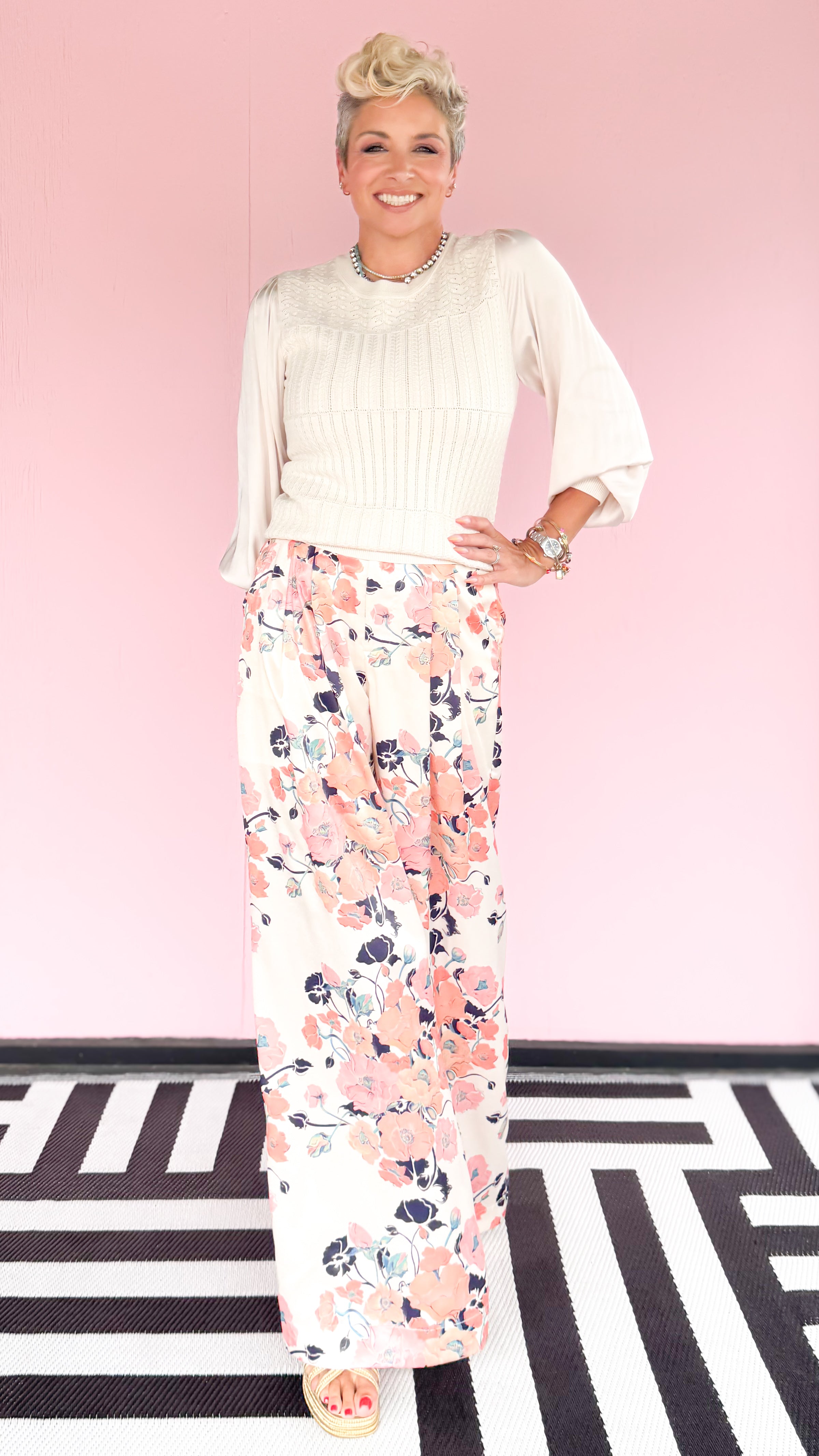Satin Sleeve Sweater Top