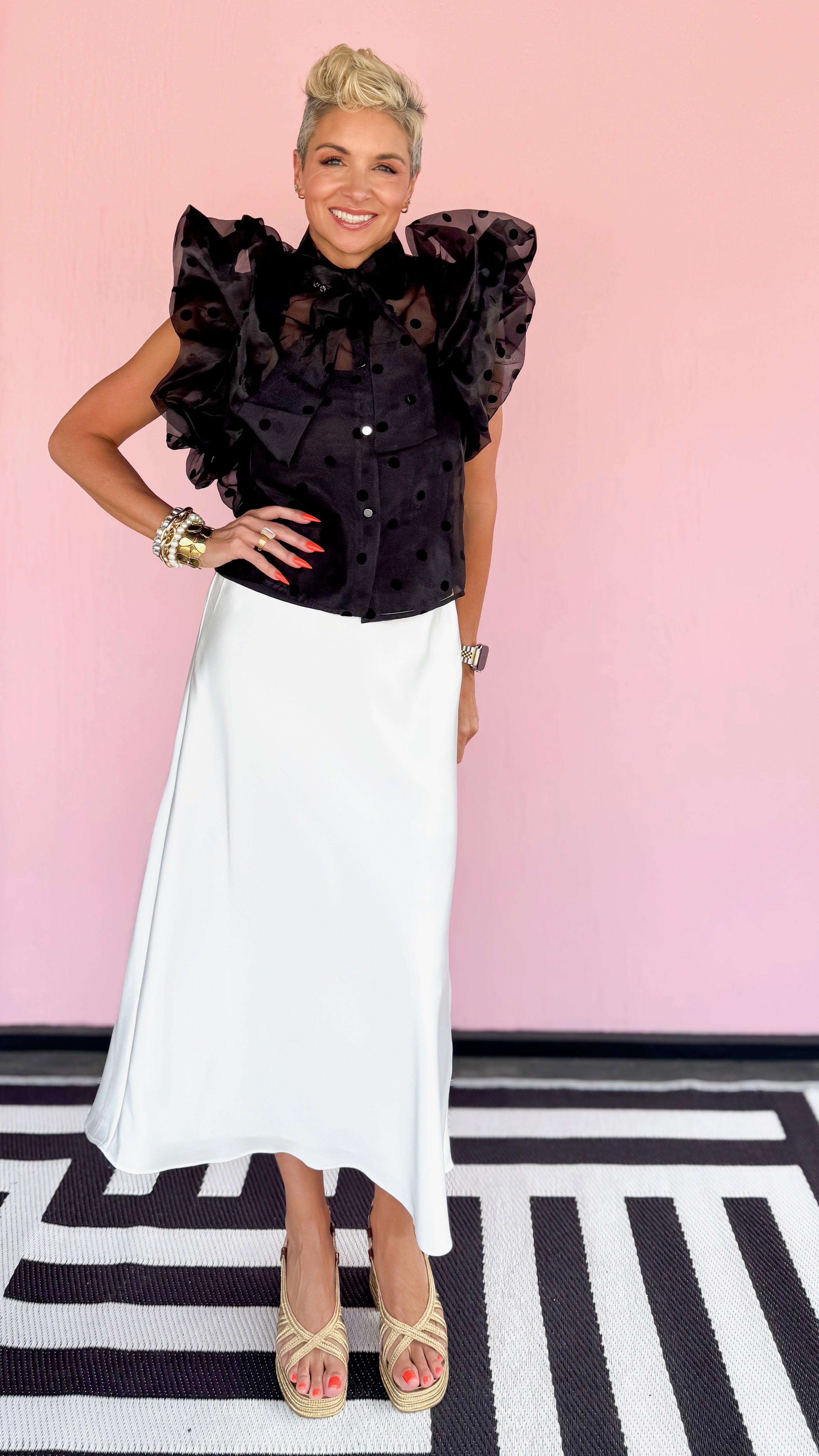 Sheer Polka Dot Top Black/Black