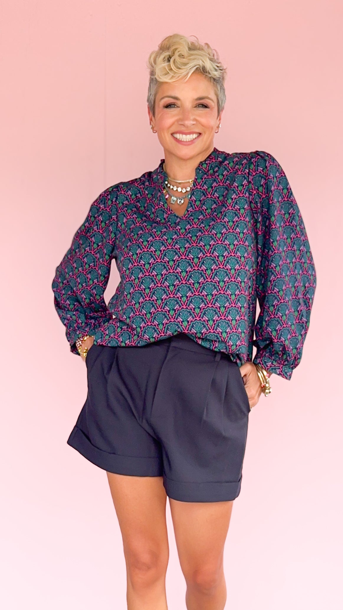 Aria Printed Top/Blue