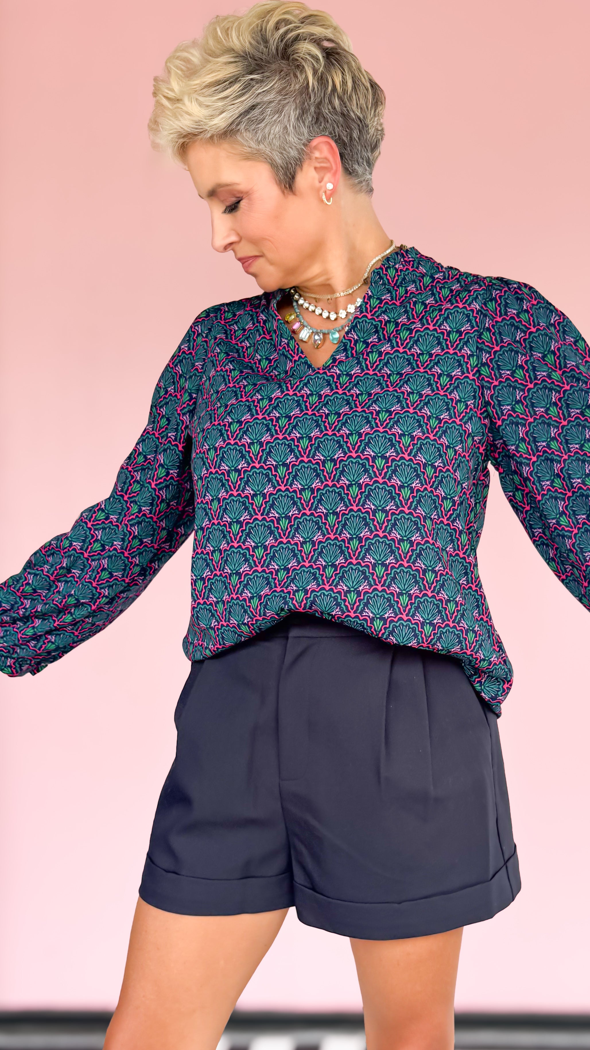 Aria Printed Top/Blue
