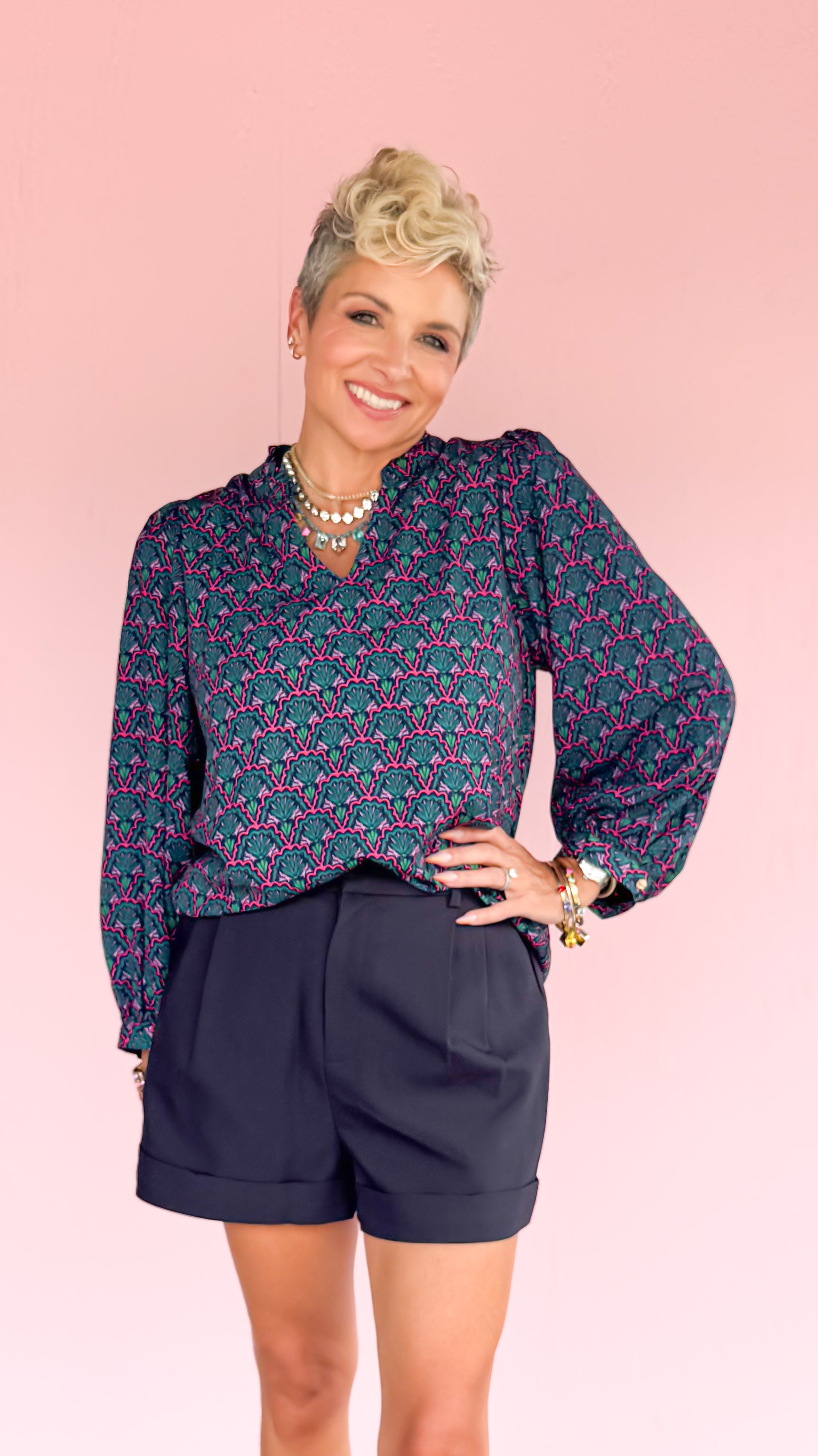 Aria Printed Top/Blue