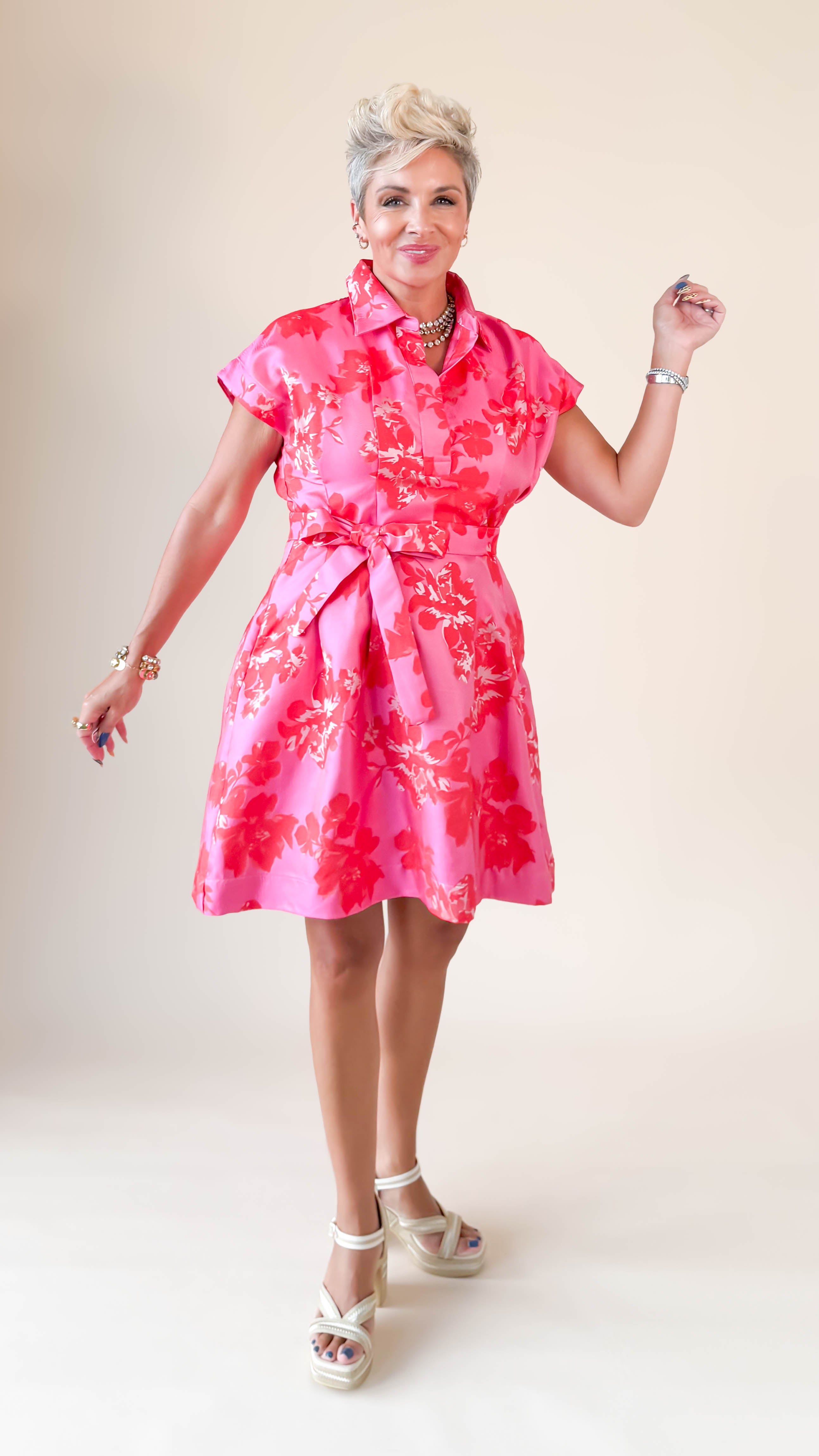 Brocade Fit & Flare Dress - Romance