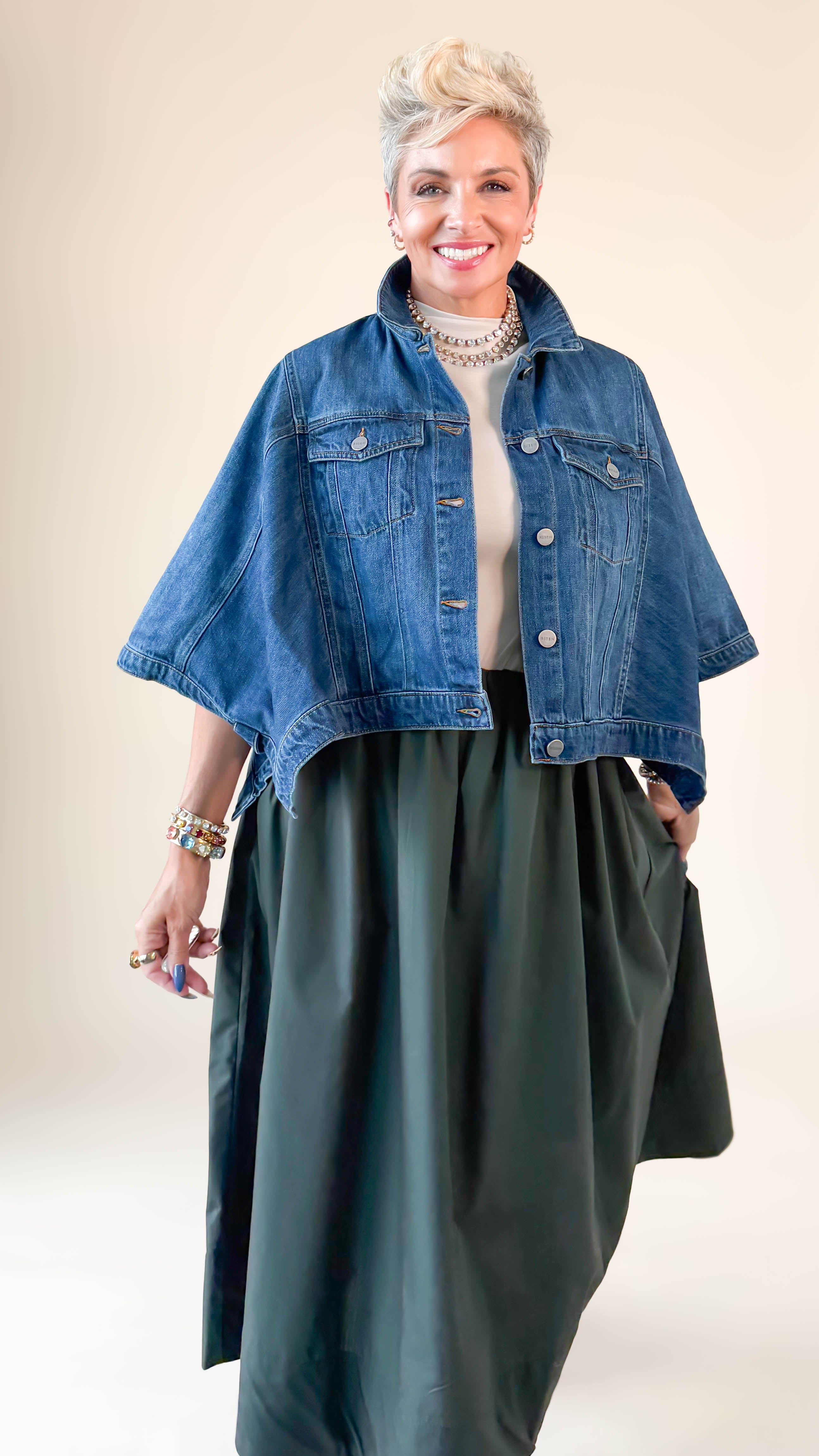 Edna Cape Jacket/Denim