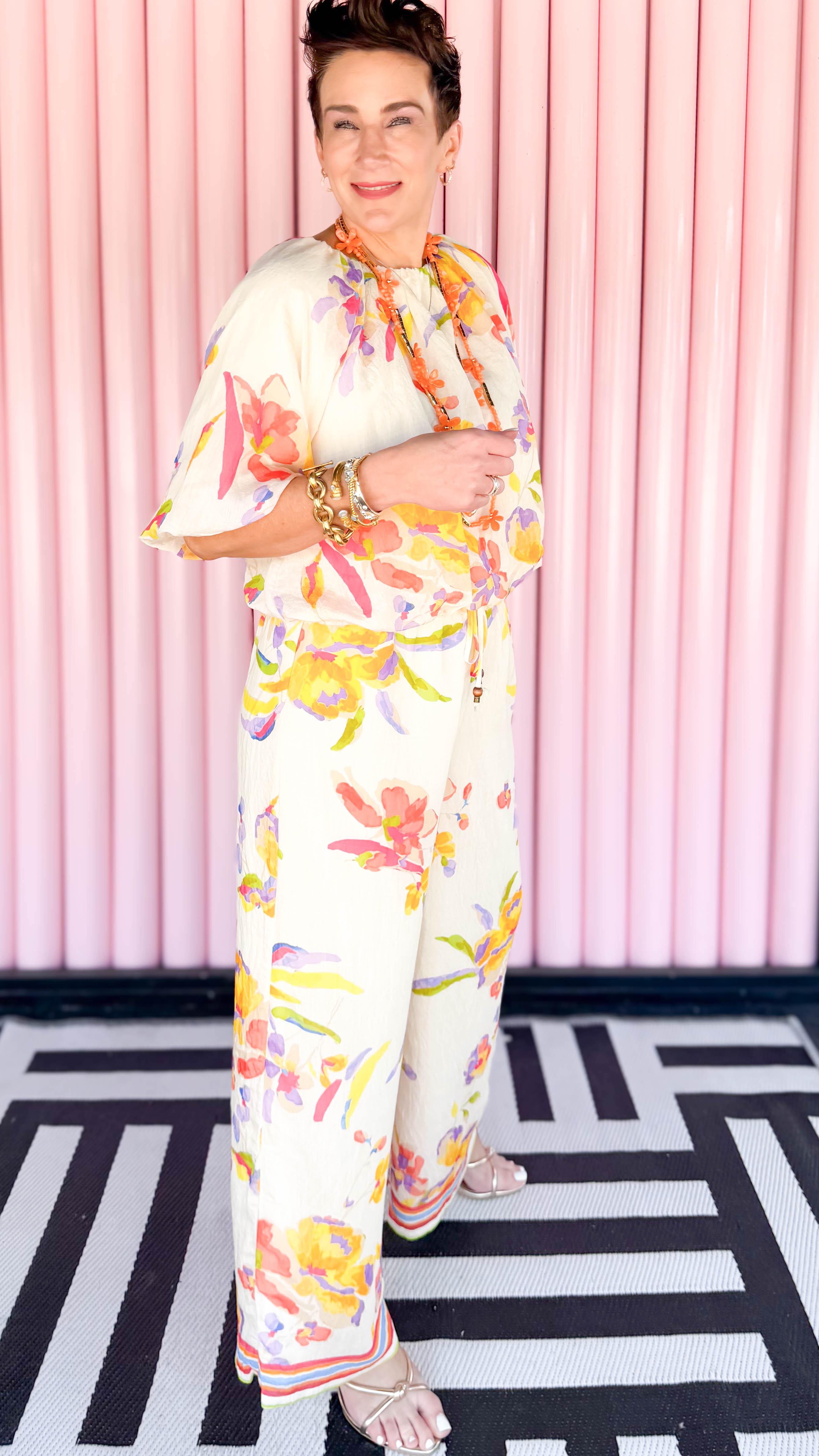 Nash Floral Flowy Pants/Cream
