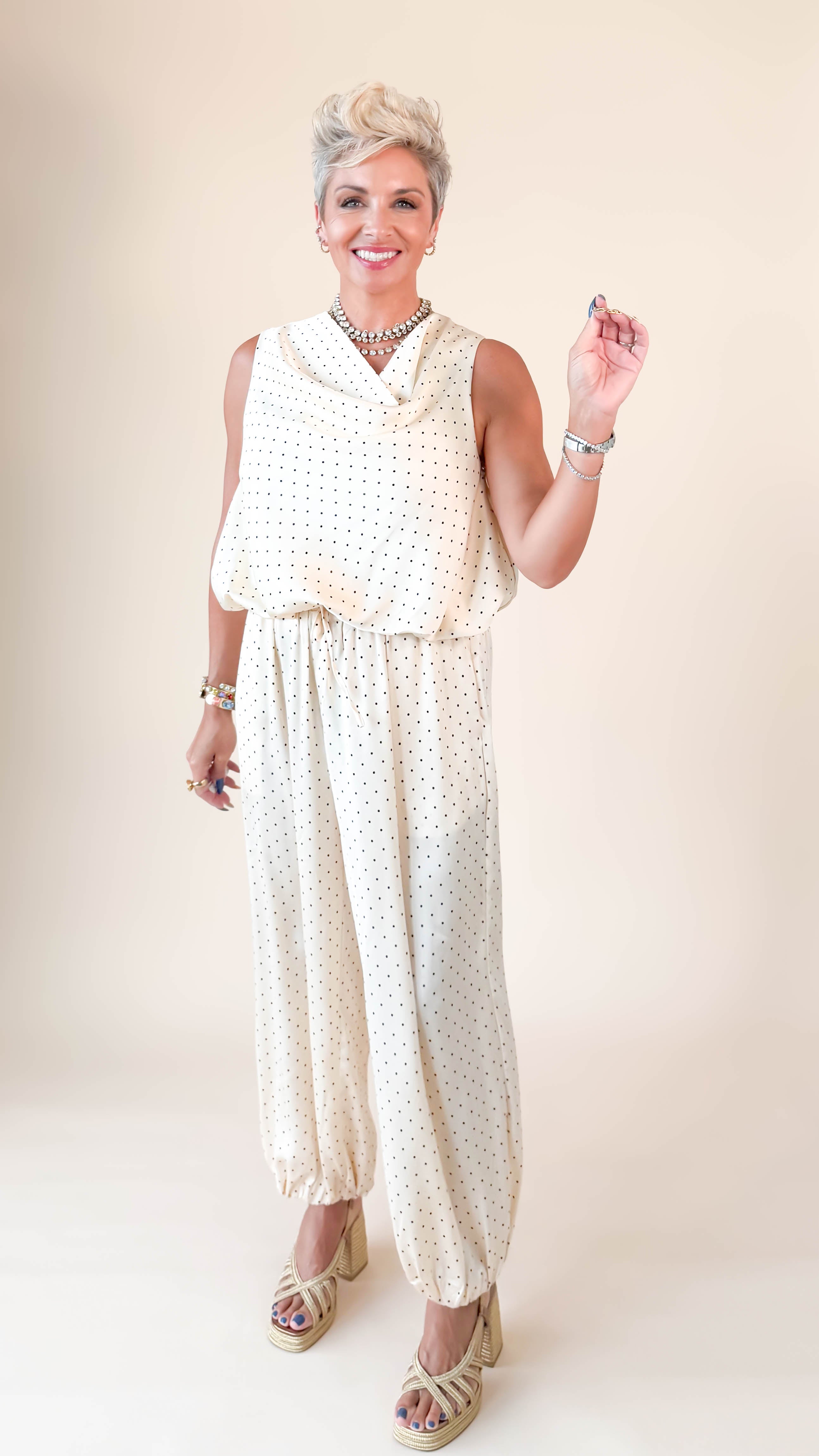 Cornelia Cowl Neck Balloon Top/Ivory
