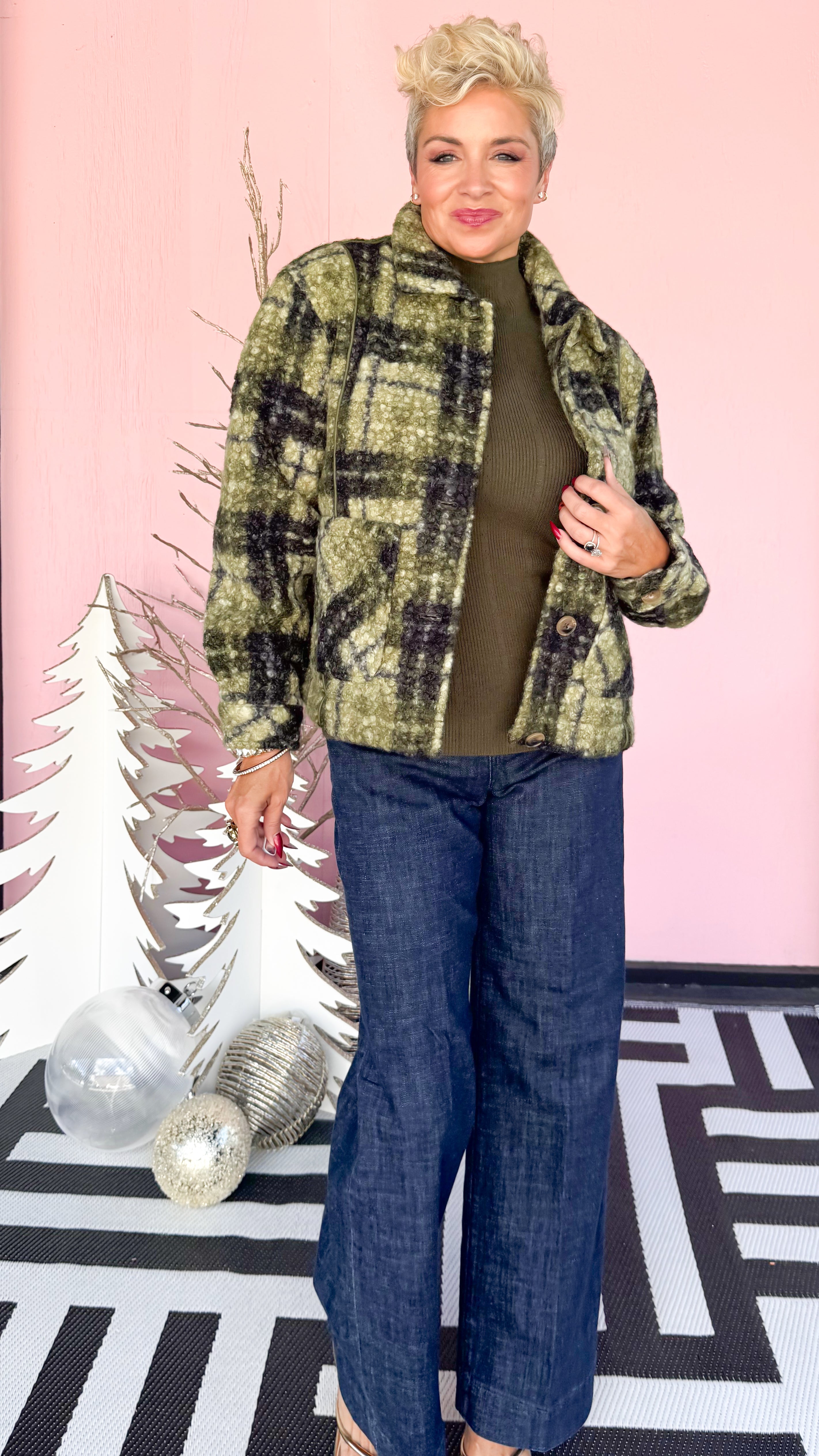Green Plaid Boulce Jacket