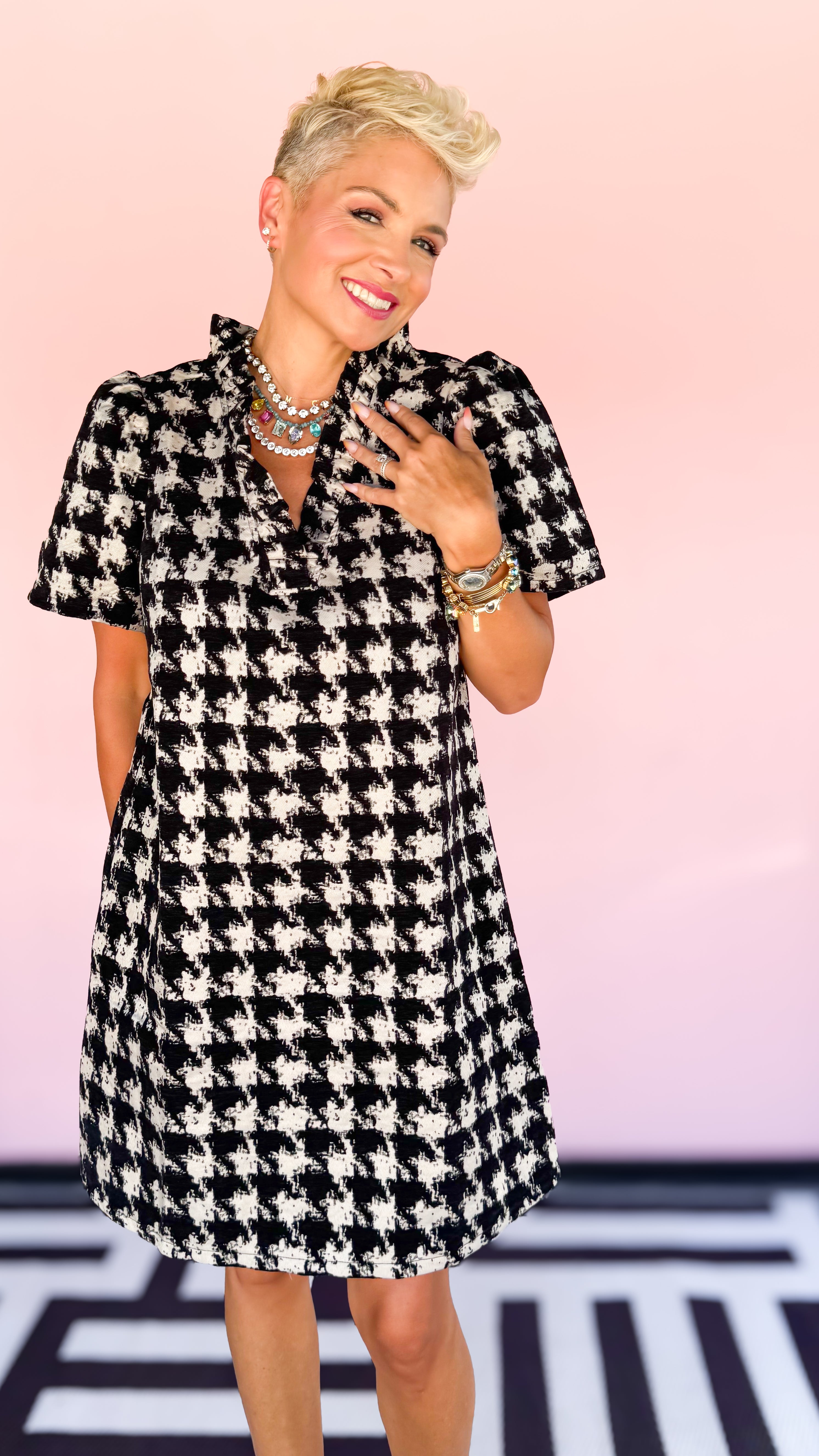 Cynthia Houndstooth Mini Dress