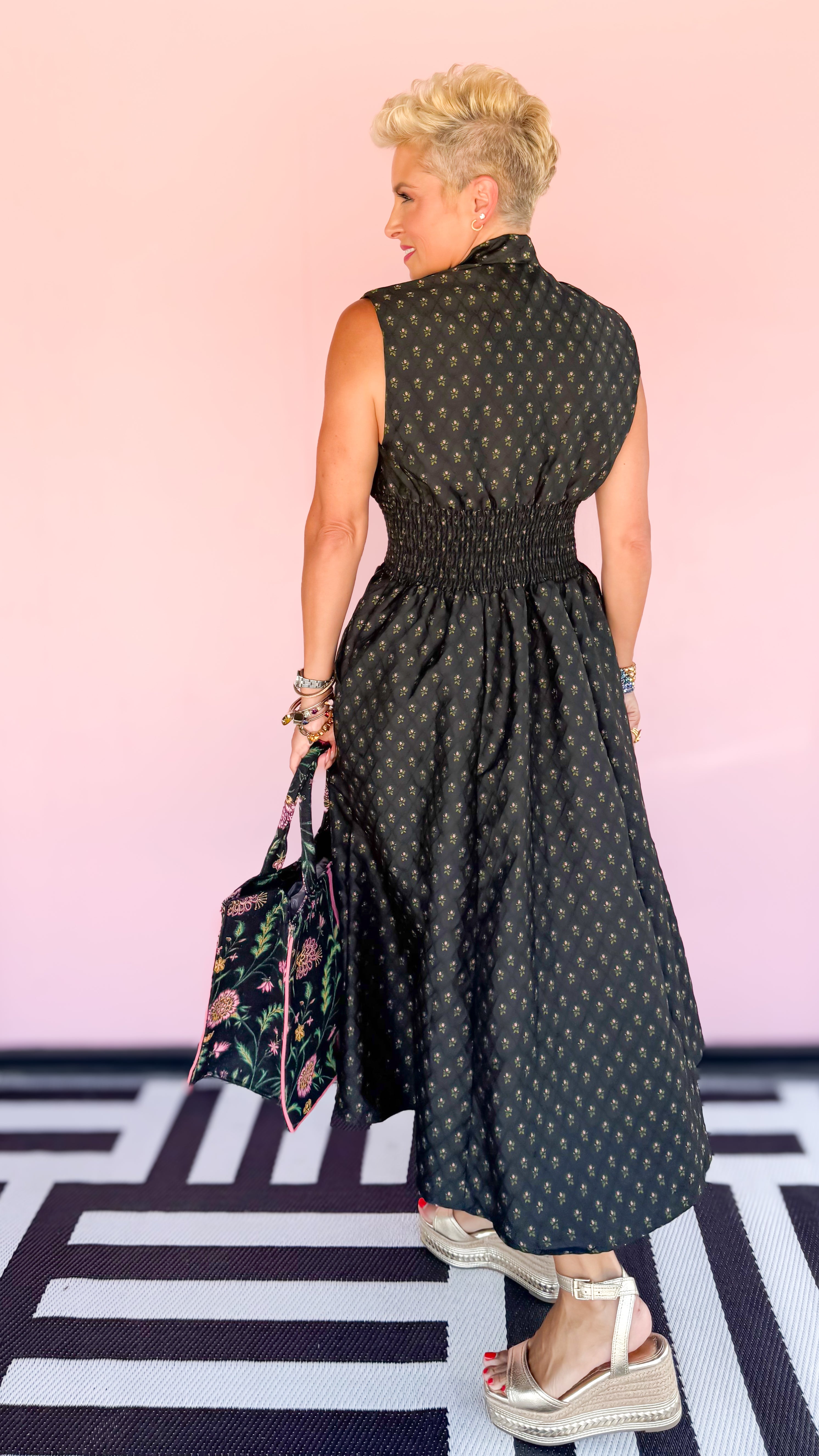 Bailee Front Zip Midi Dress/Black