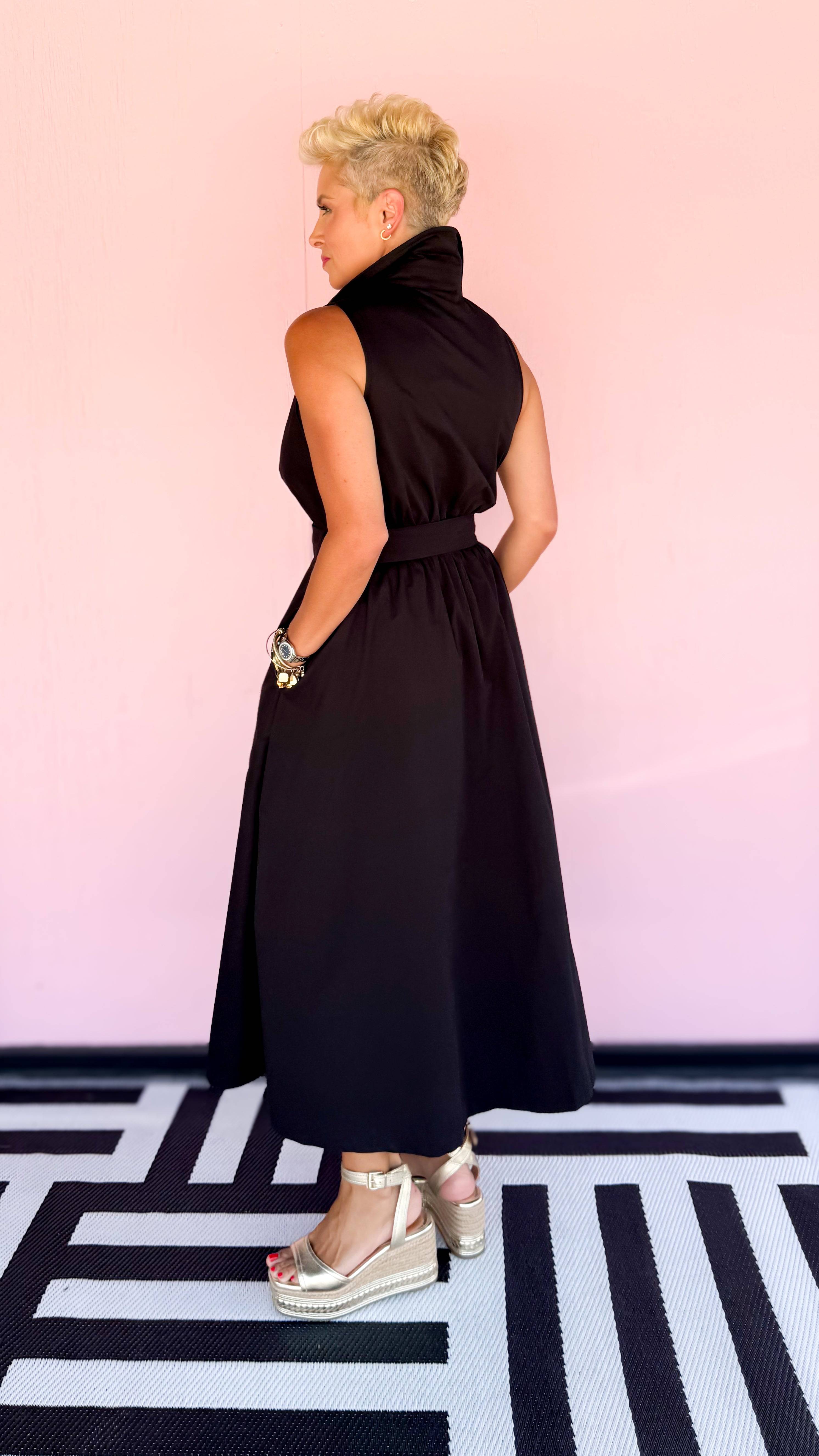 Sherry Sleeveless Shirt Dress/Black - The BLVD