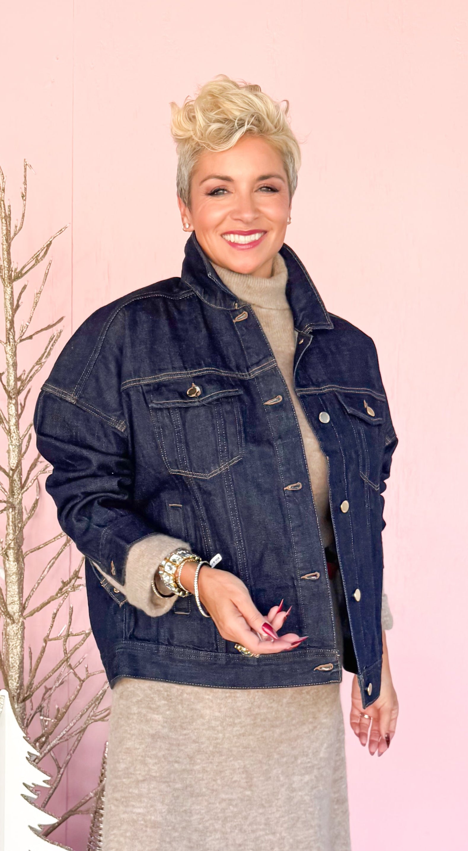 Drop Shoulder Jean Jacket/Indigo